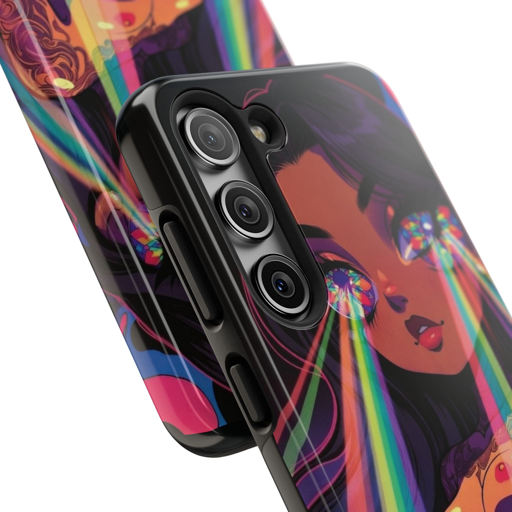 Psychedelic Rainbow Gaze Phone Case | Neon Portrait, Vaporwave Art