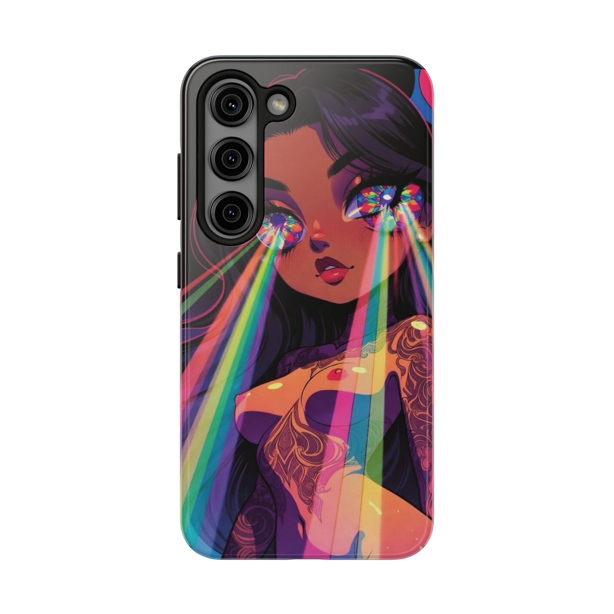 Psychedelic Rainbow Gaze Phone Case | Neon Portrait, Vaporwave Art