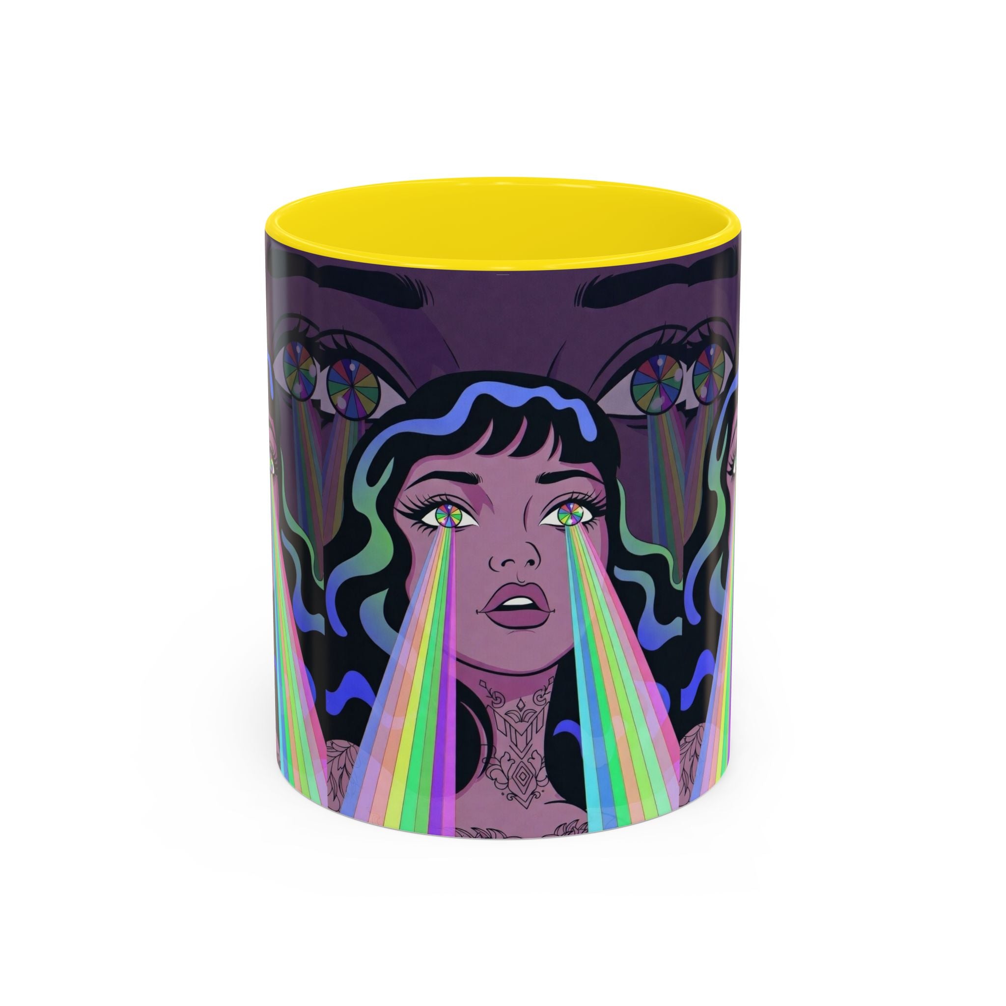 Kaleidoscope Eyes Accent Coffee Mug — Girl Illustration (11/15oz)