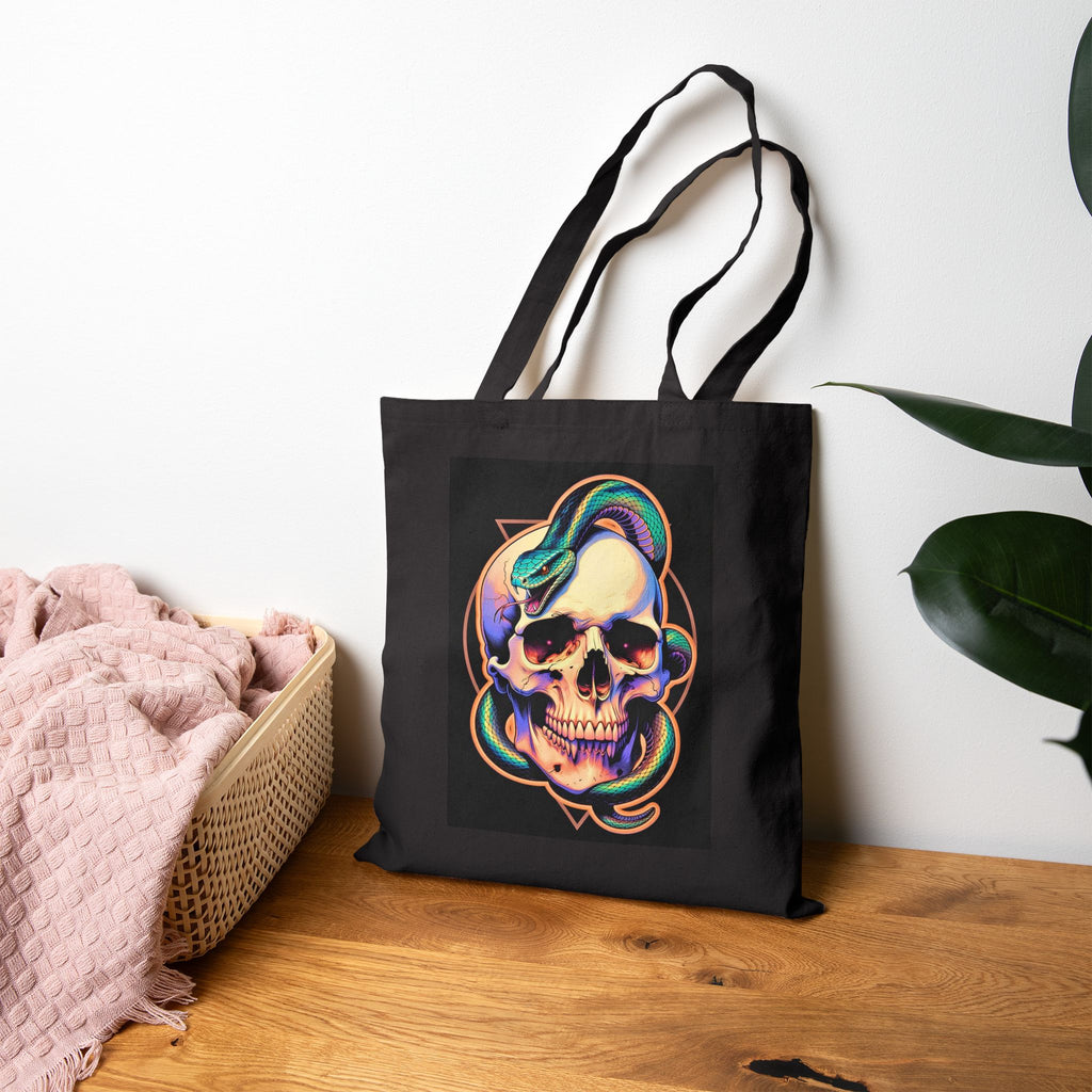 Daddy's Elev8ted Living Snake & Skull Cotton Canvas Tote Bag