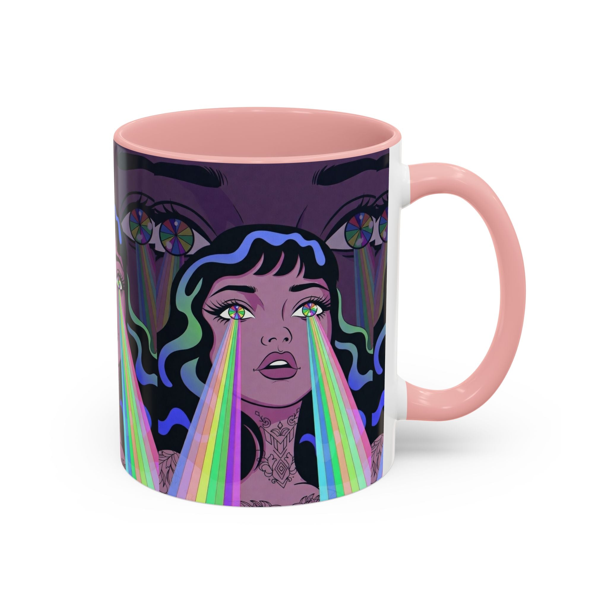 Kaleidoscope Eyes Accent Coffee Mug — Girl Illustration (11/15oz)