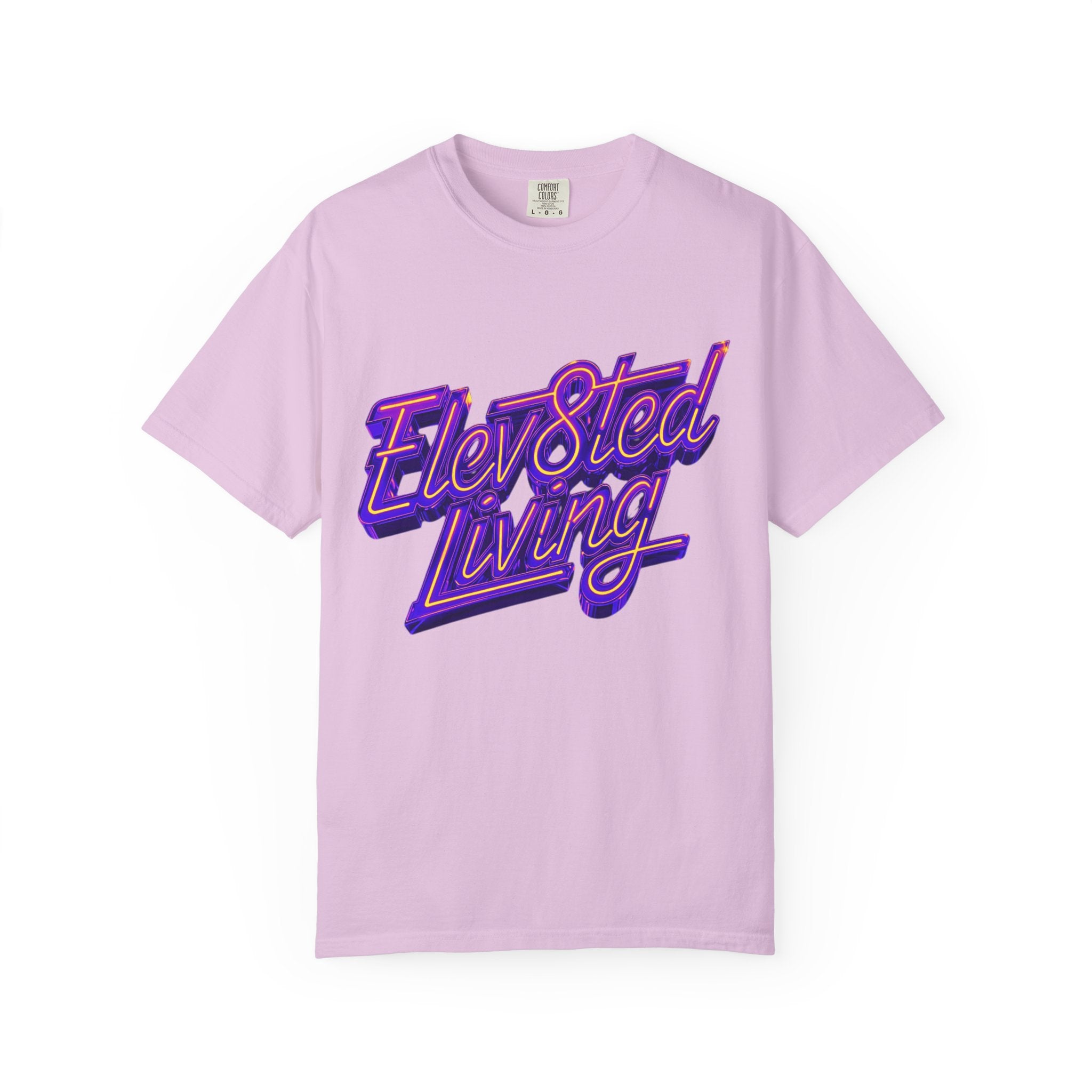 Elev8ted Living Neon Tee — Purple & Yellow Garment-Dyed T-Shirt