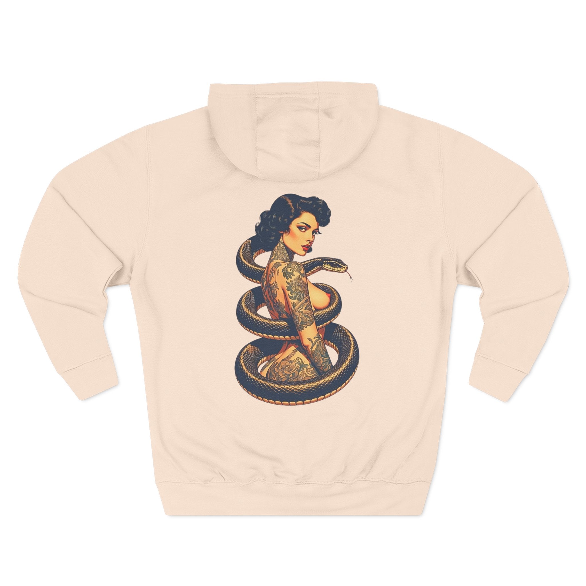 Elev8ted Living Tattoo Pin-Up Hoodie — Snake & Gothic Script
