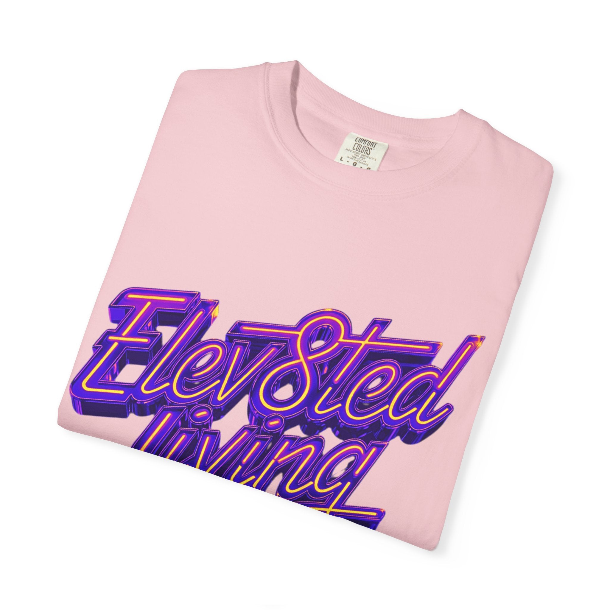 Elev8ted Living Neon Tee — Purple & Yellow Garment-Dyed T-Shirt