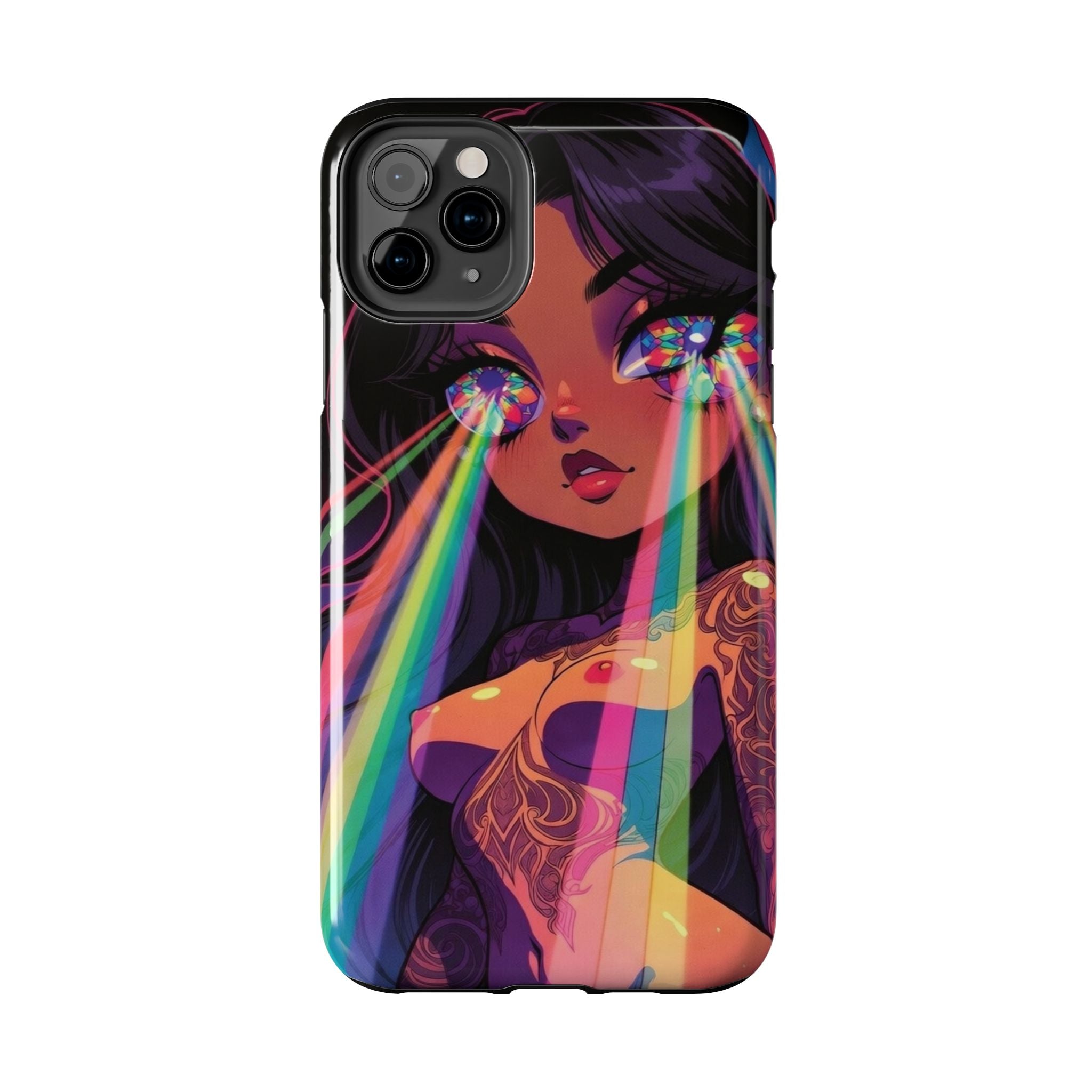 Psychedelic Rainbow Gaze Phone Case | Neon Portrait, Vaporwave Art