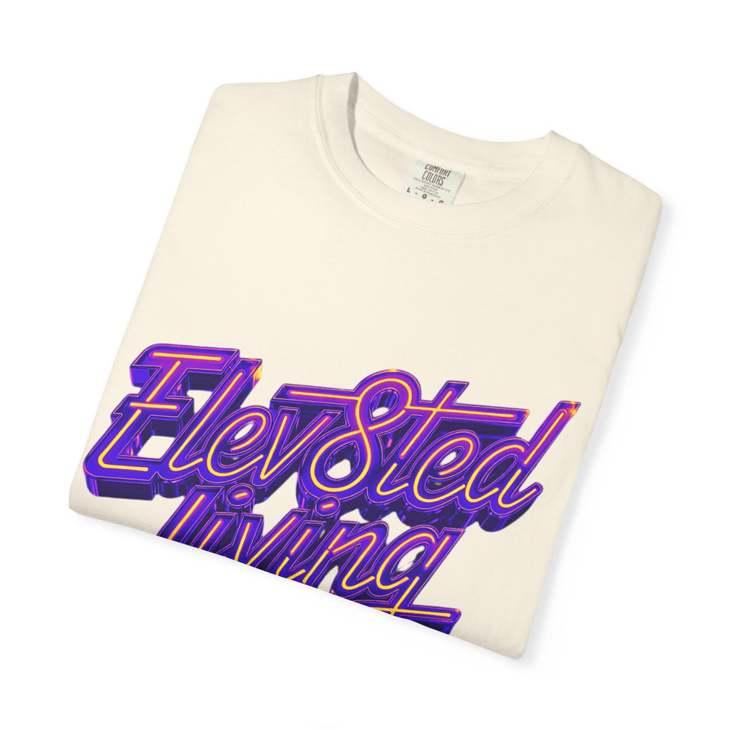 Elev8ted Living Neon Tee — Purple & Yellow Garment-Dyed T-Shirt