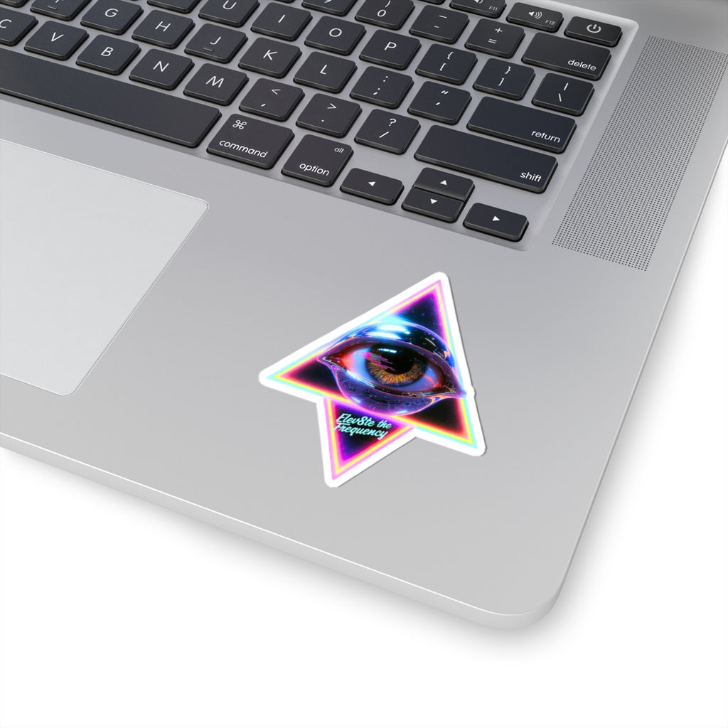 Elevate the Frequency All-Seeing Eye Neon Pyramid Sticker