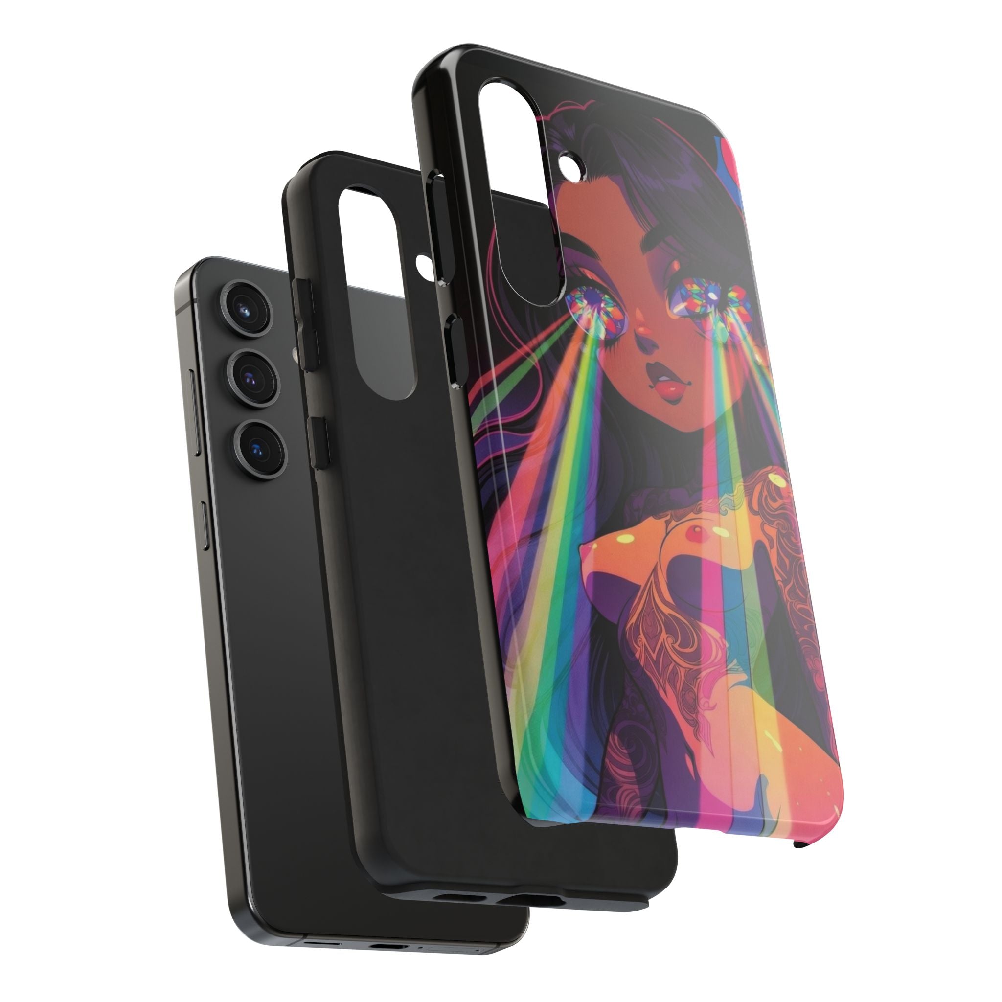 Psychedelic Rainbow Gaze Phone Case | Neon Portrait, Vaporwave Art