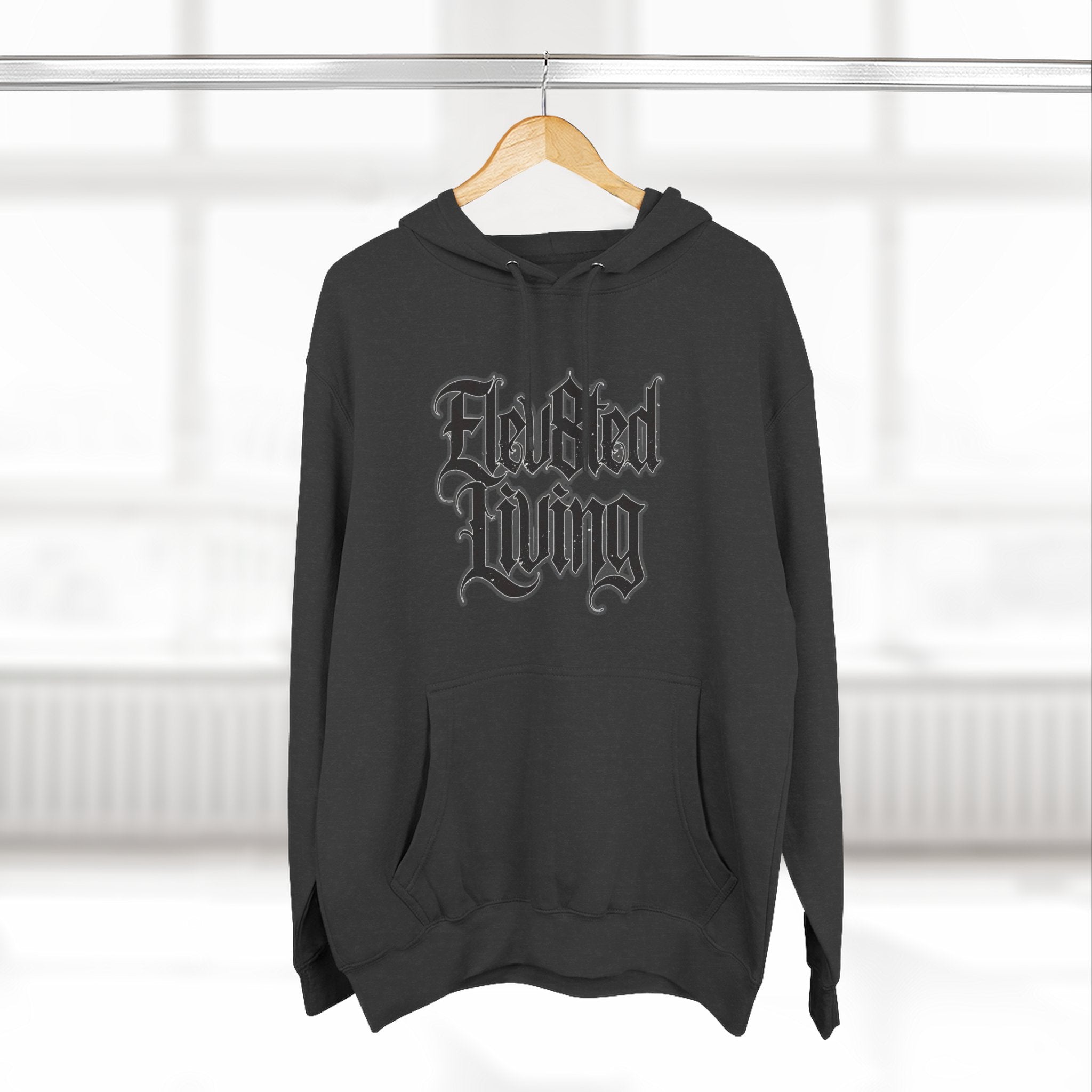 Elev8ted Living Tattoo Pin-Up Hoodie — Snake & Gothic Script