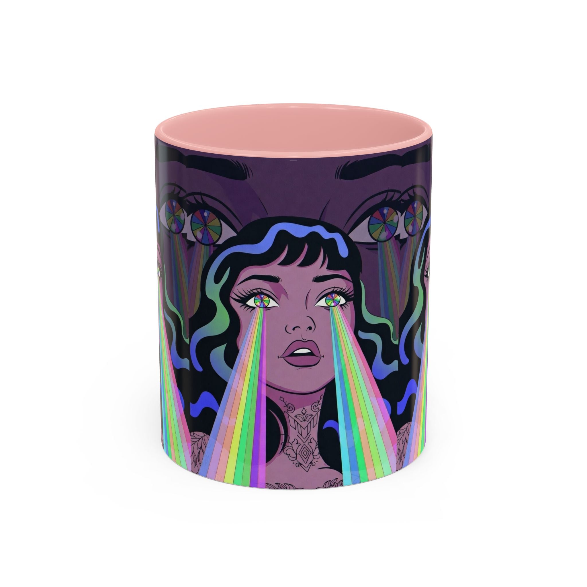 Kaleidoscope Eyes Accent Coffee Mug — Girl Illustration (11/15oz)