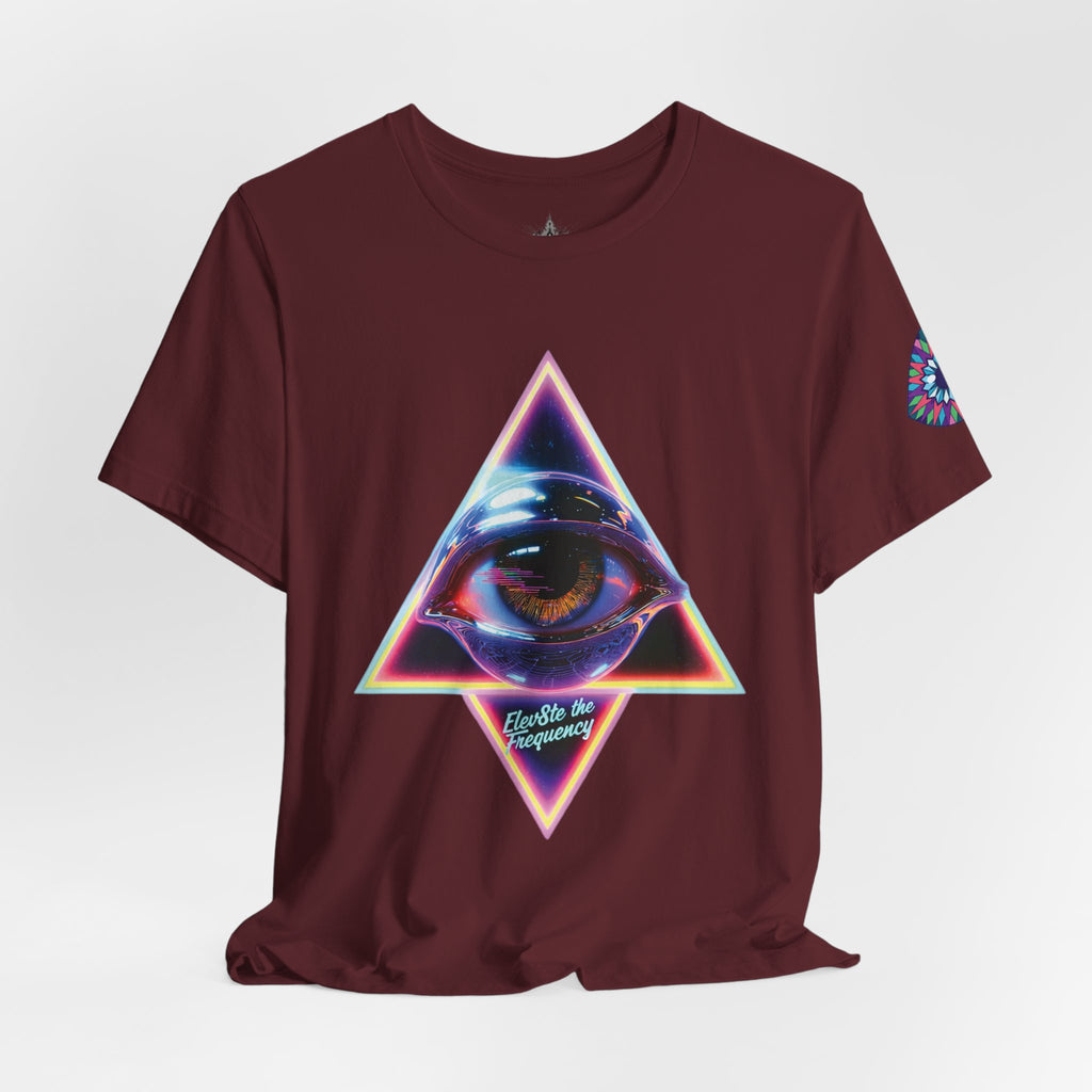 Eye Triangle Graphic Tee — "Elevated Living" Vaporwave T-Shirt