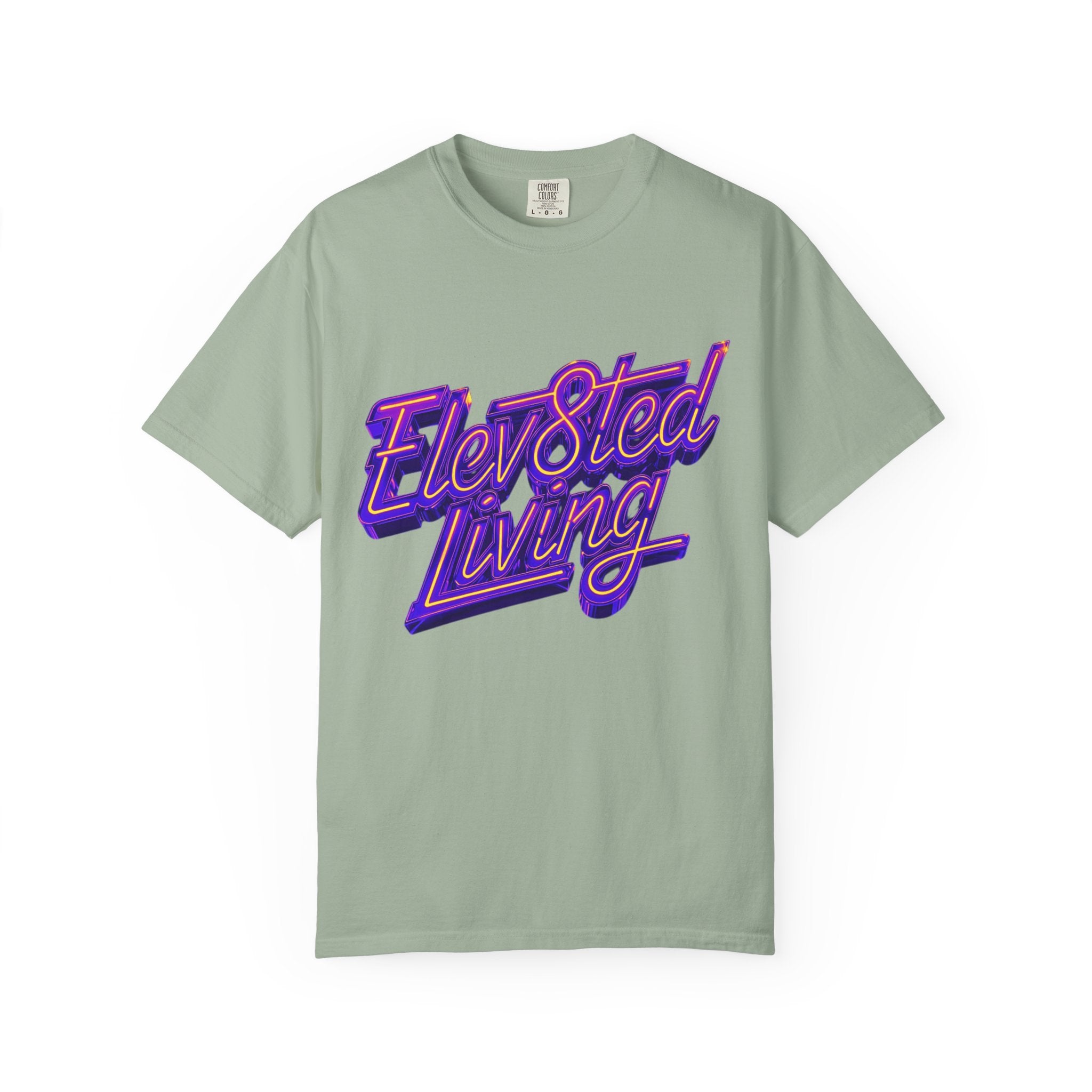 Elev8ted Living Neon Tee — Purple & Yellow Garment-Dyed T-Shirt