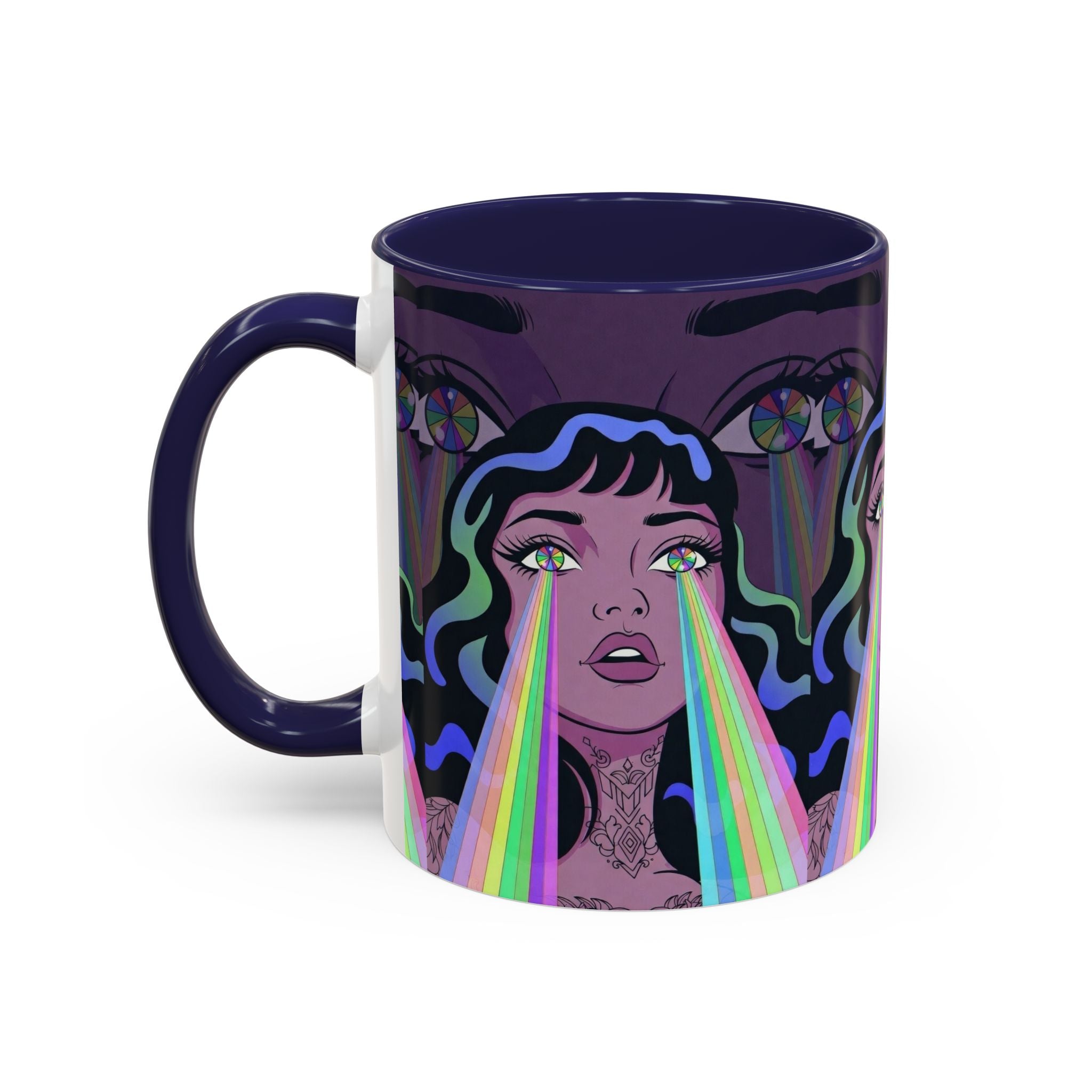 Kaleidoscope Eyes Accent Coffee Mug — Girl Illustration (11/15oz)