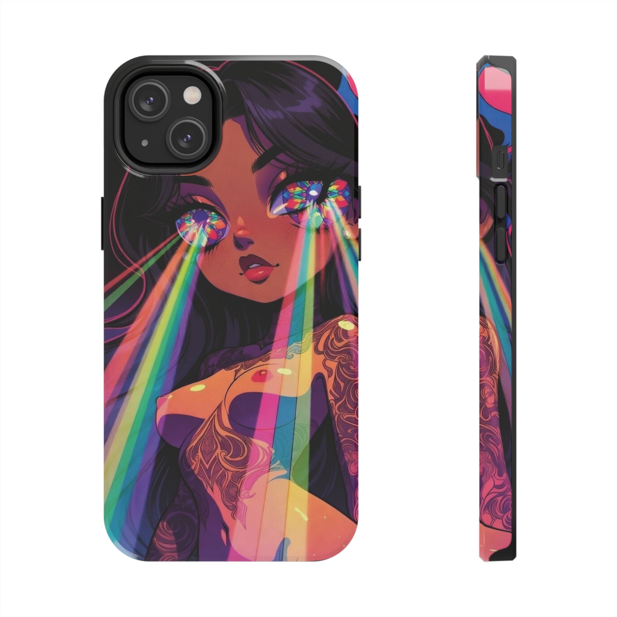 Psychedelic Rainbow Gaze Phone Case | Neon Portrait, Vaporwave Art