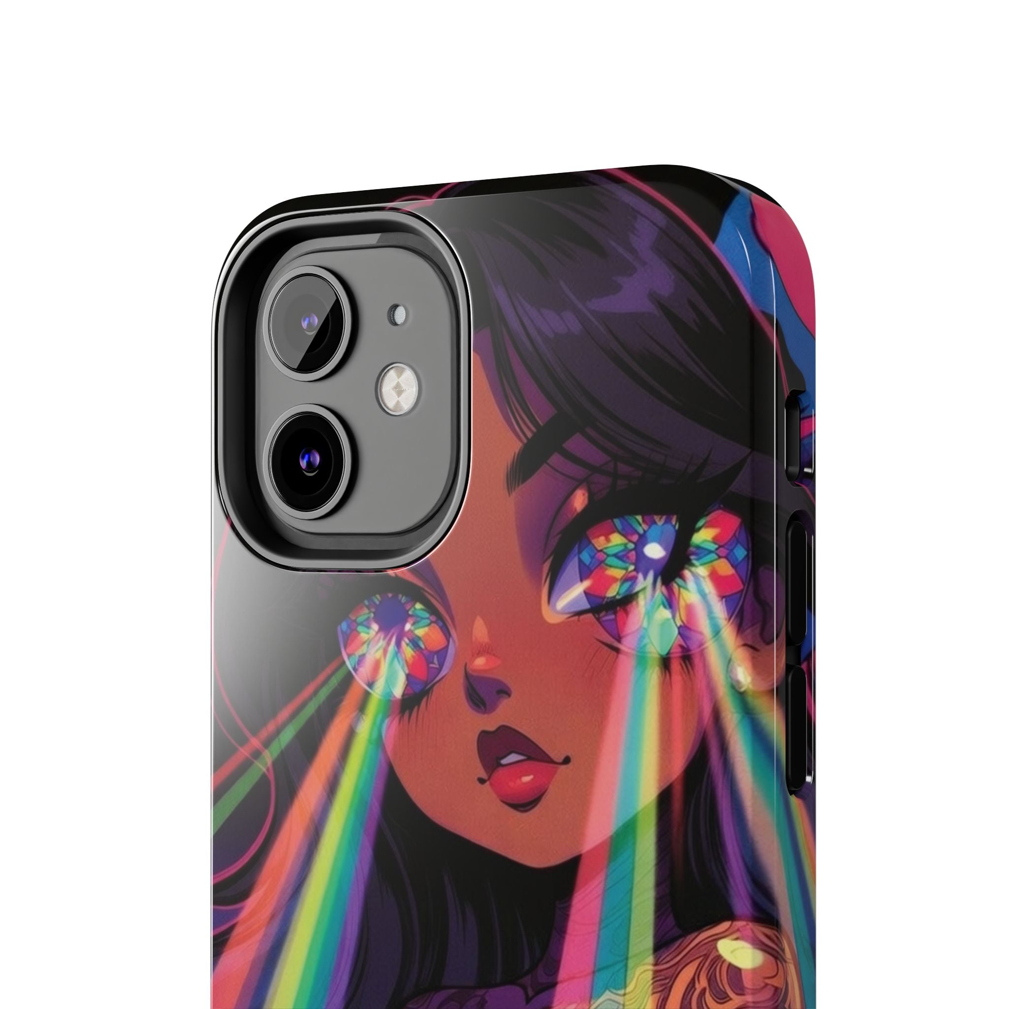 Psychedelic Rainbow Gaze Phone Case | Neon Portrait, Vaporwave Art