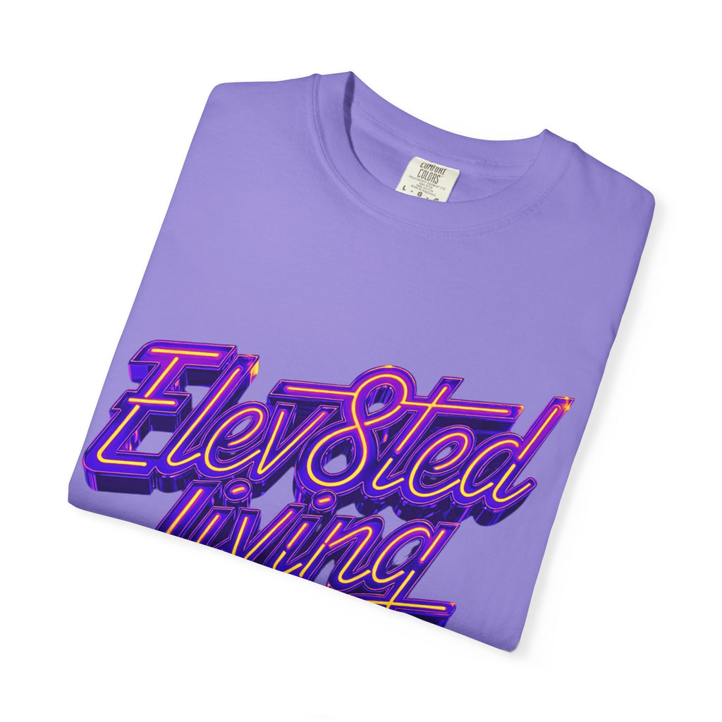 Elev8ted Living Neon Tee — Purple & Yellow Garment-Dyed T-Shirt