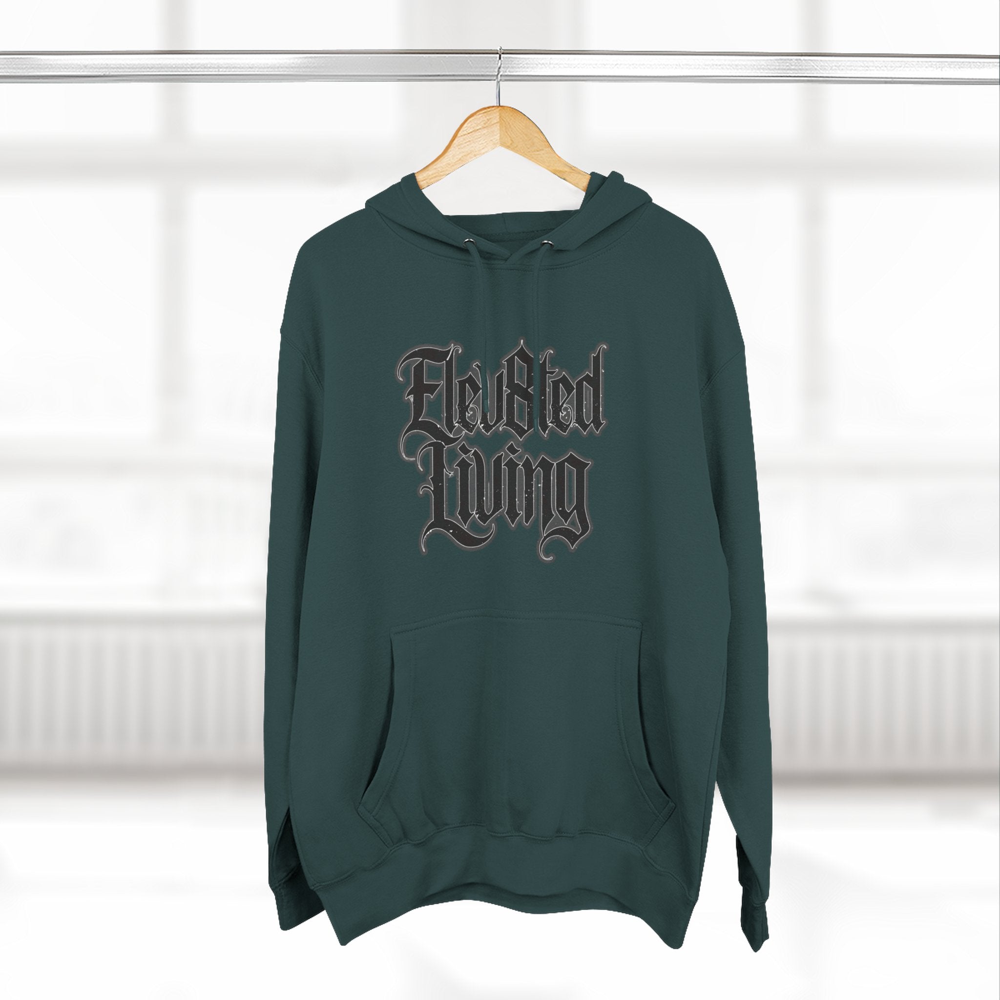 Elev8ted Living Tattoo Pin-Up Hoodie — Snake & Gothic Script