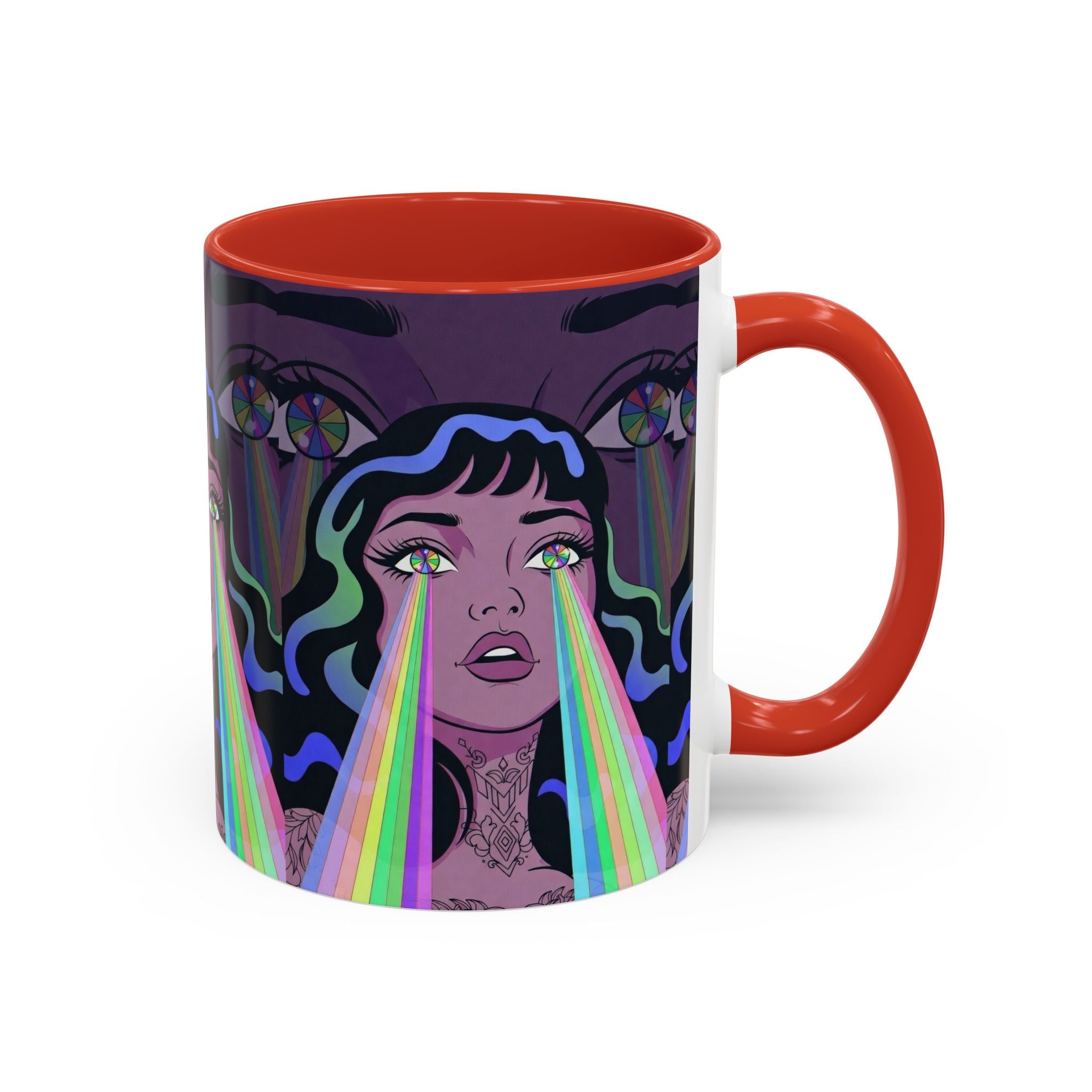 Kaleidoscope Eyes Accent Coffee Mug — Girl Illustration (11/15oz)