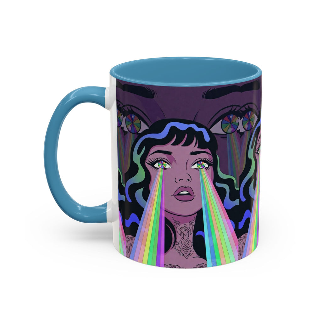 Kaleidoscope Eyes Accent Coffee Mug — Girl Illustration (11/15oz)