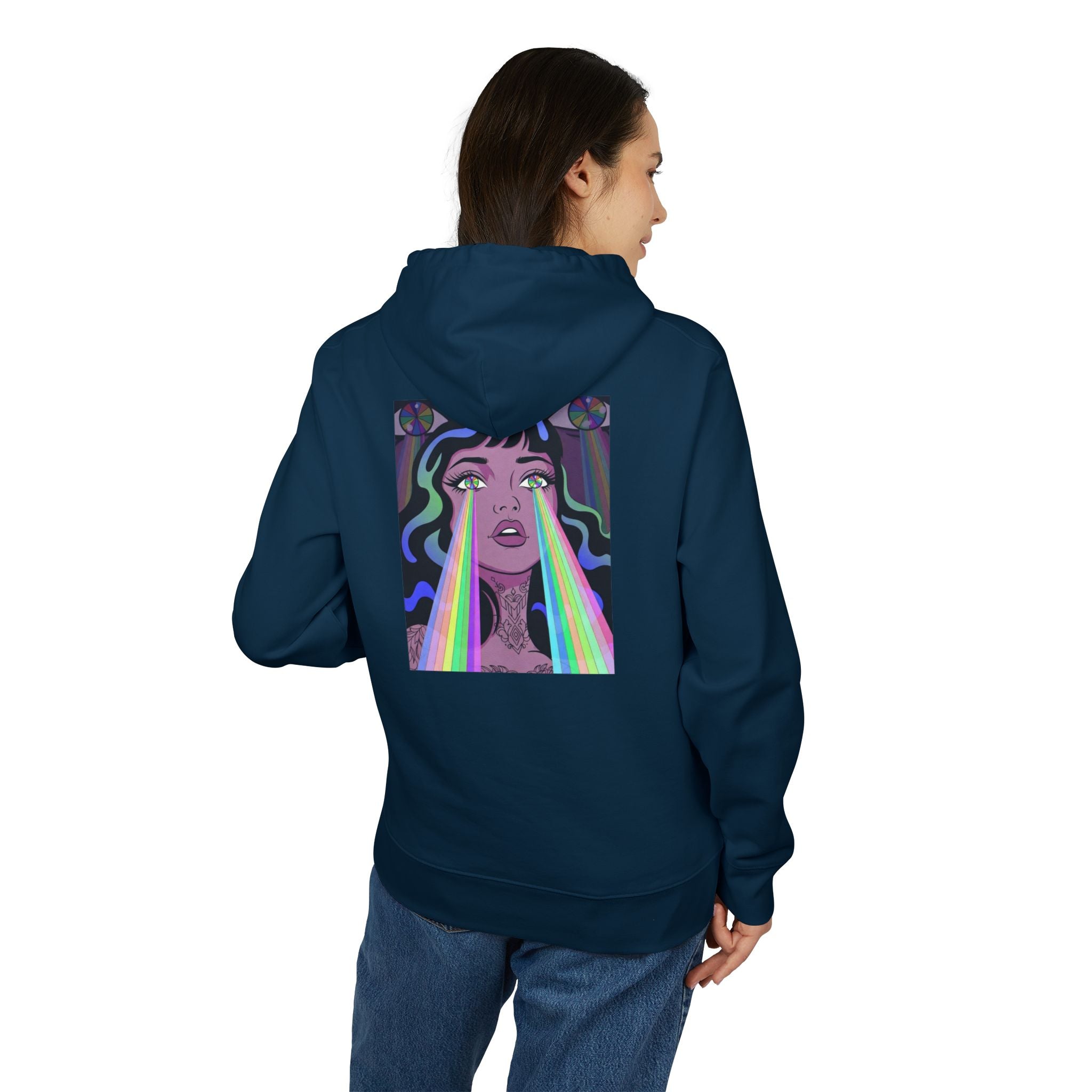 Psychedelic All‑Seeing Eye & Kaleidoscope Girl Hoodie —