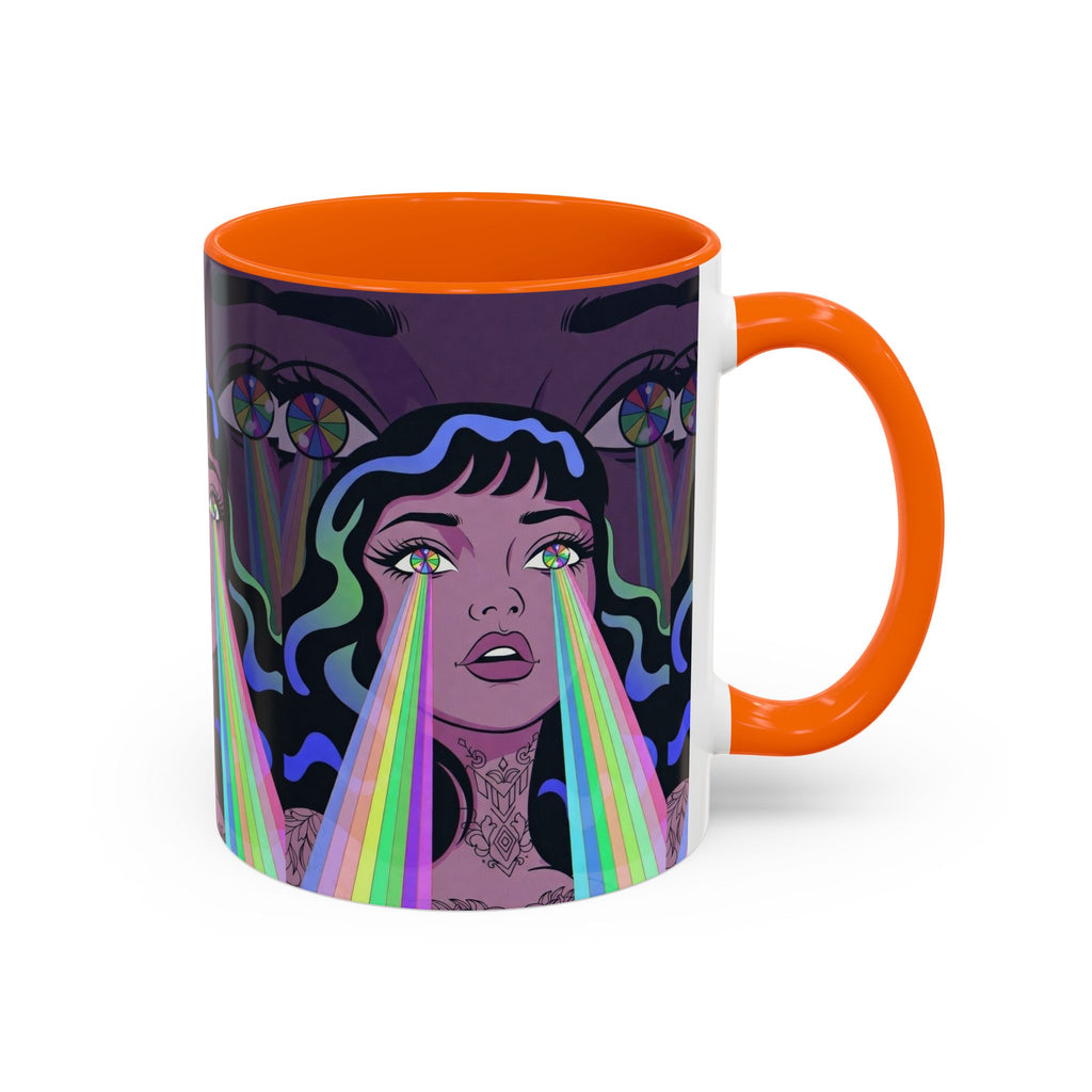 Kaleidoscope Eyes Accent Coffee Mug — Girl Illustration (11/15oz)