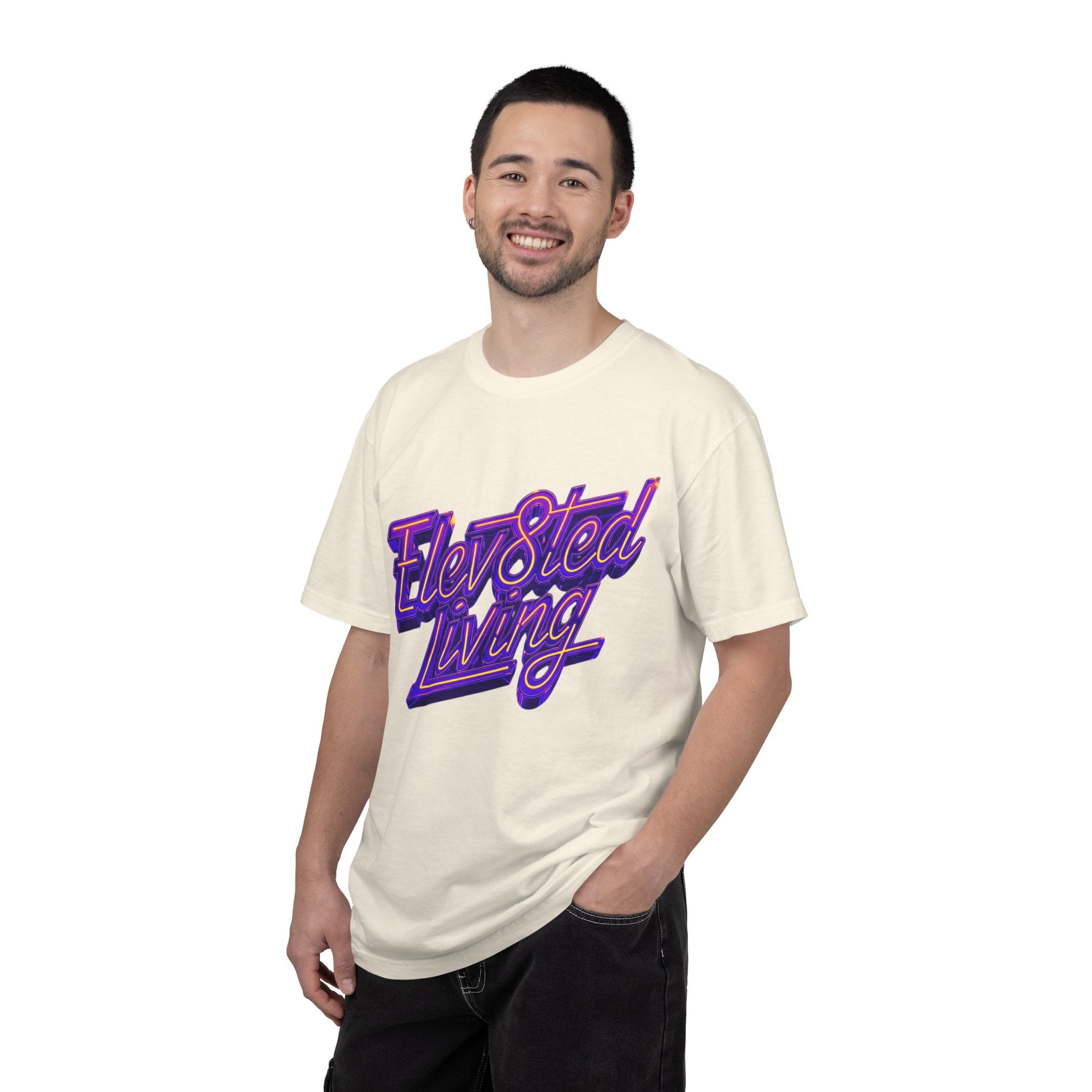 Elev8ted Living Neon Tee — Purple & Yellow Garment-Dyed T-Shirt