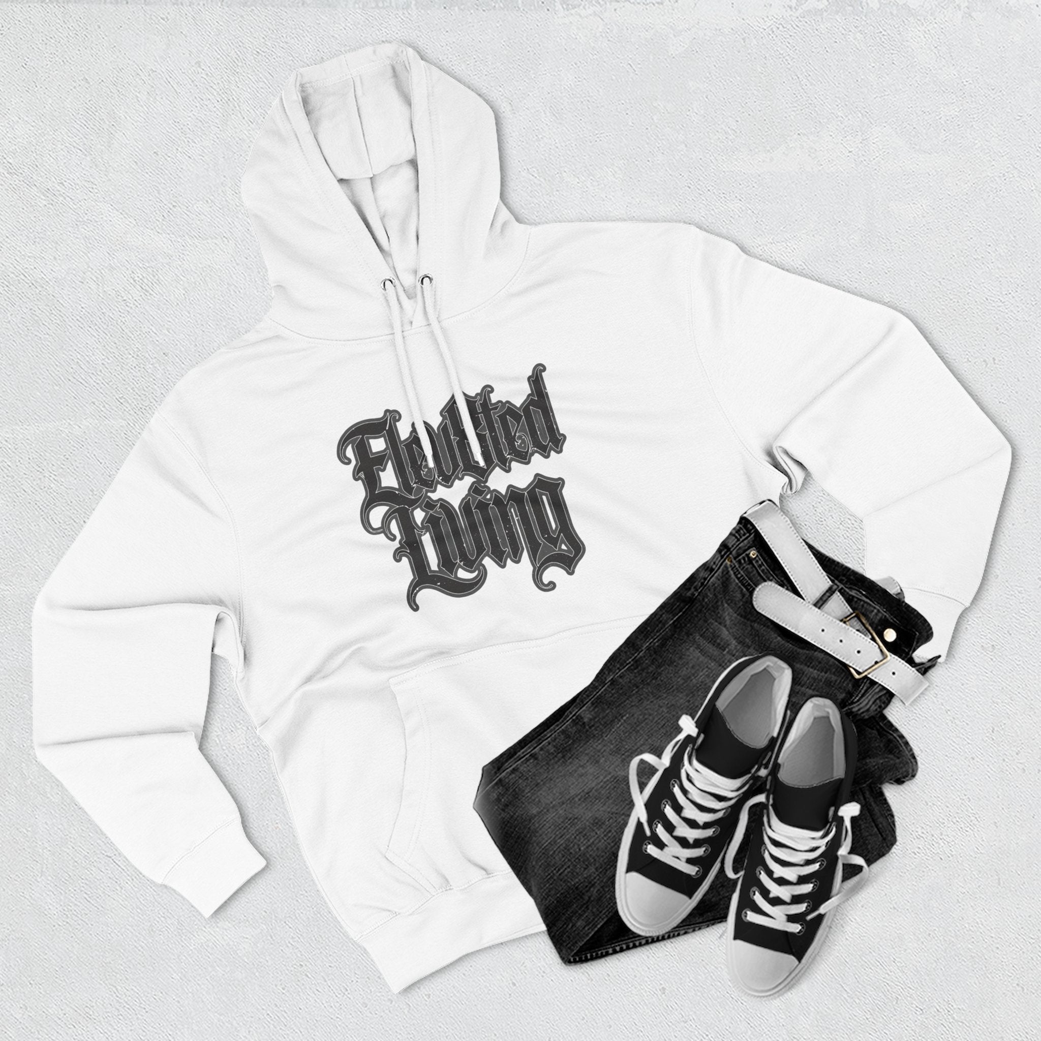 Elev8ted Living Tattoo Pin-Up Hoodie — Snake & Gothic Script