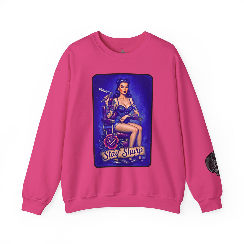 Stay Sharp Pinup Barber Crewneck Sweatshirt