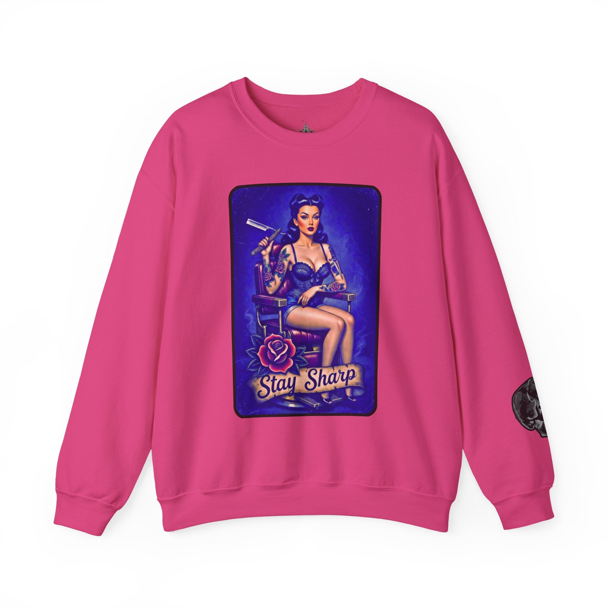 Stay Sharp Pinup Barber Crewneck Sweatshirt