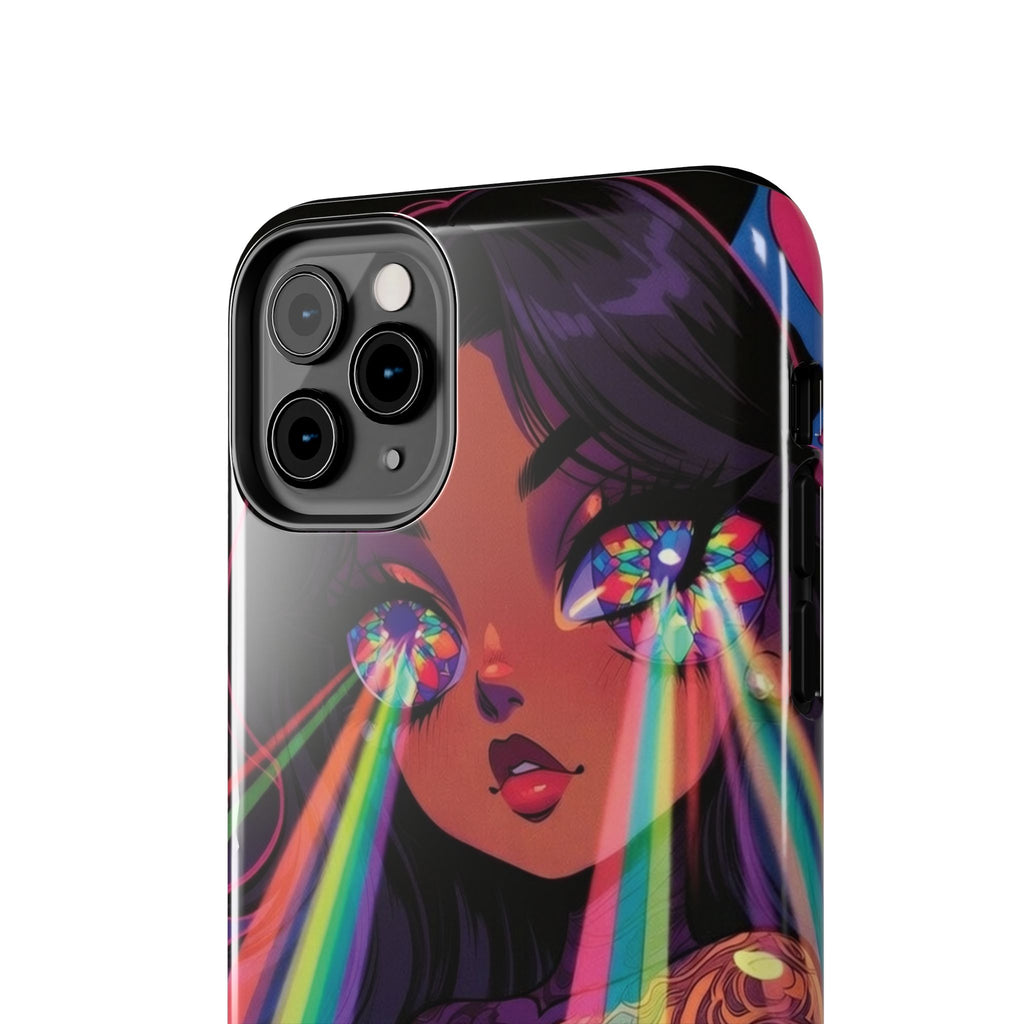 Psychedelic Rainbow Gaze Phone Case | Neon Portrait, Vaporwave Art