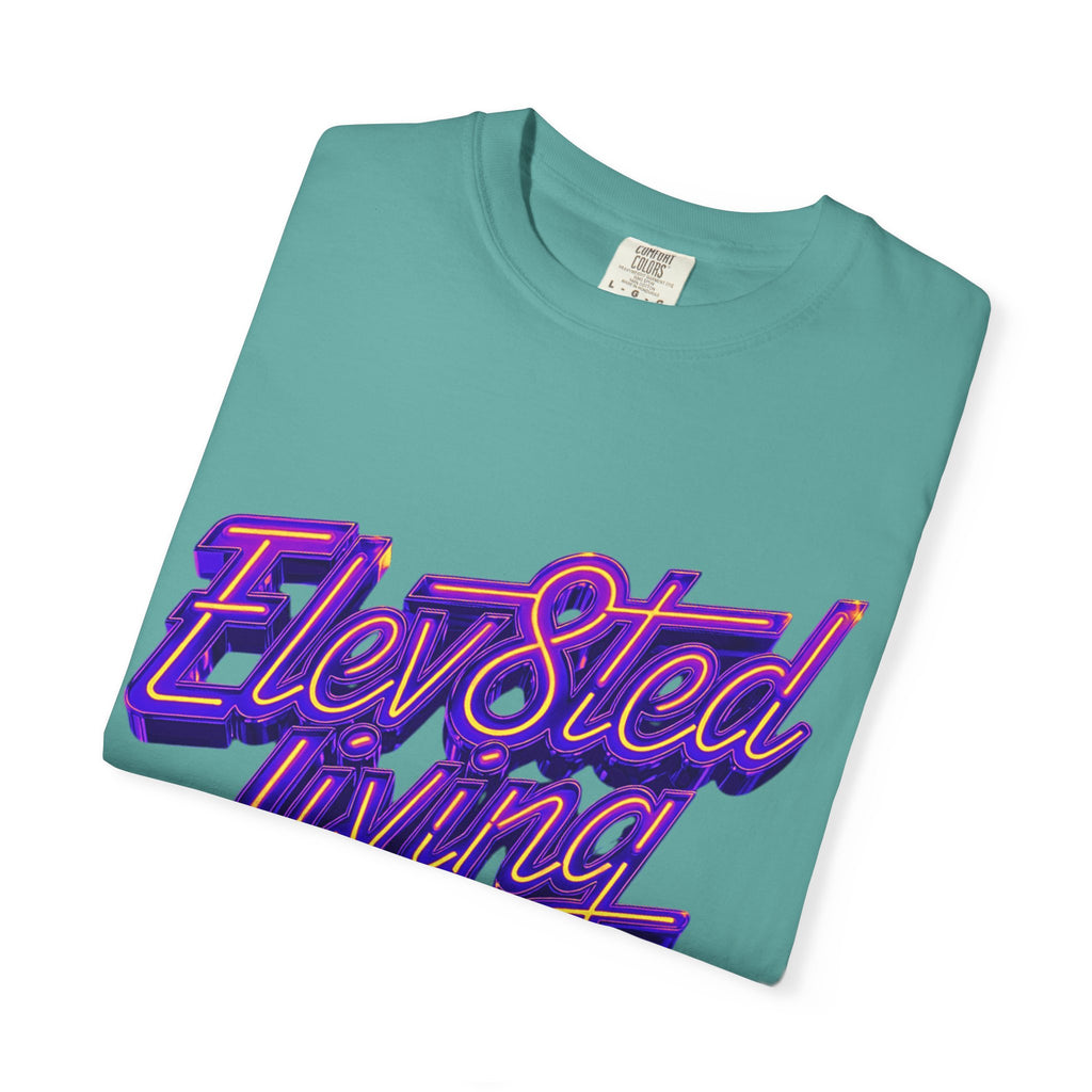 Elev8ted Living Neon Tee — Purple & Yellow Garment-Dyed T-Shirt
