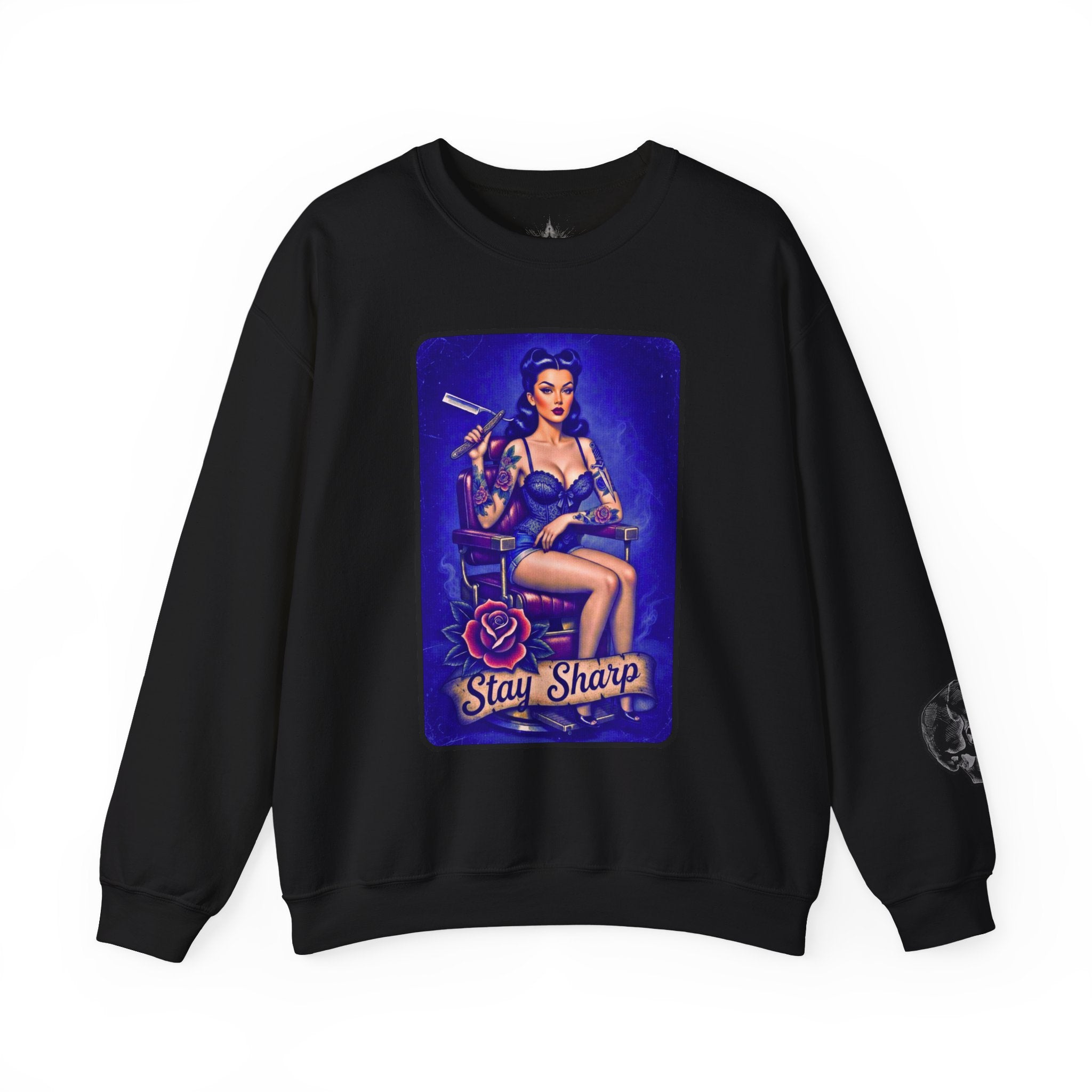 Stay Sharp Pinup Barber Crewneck Sweatshirt