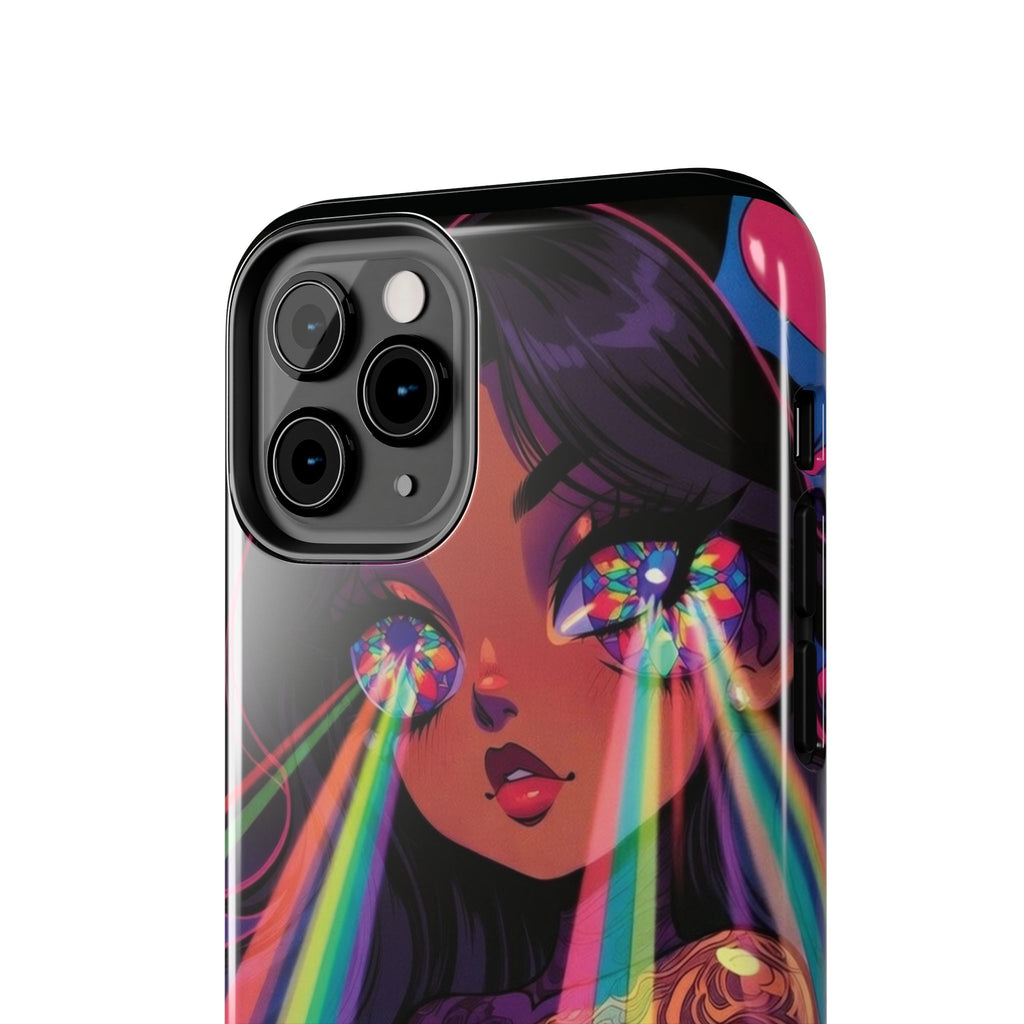 Psychedelic Rainbow Gaze Phone Case | Neon Portrait, Vaporwave Art