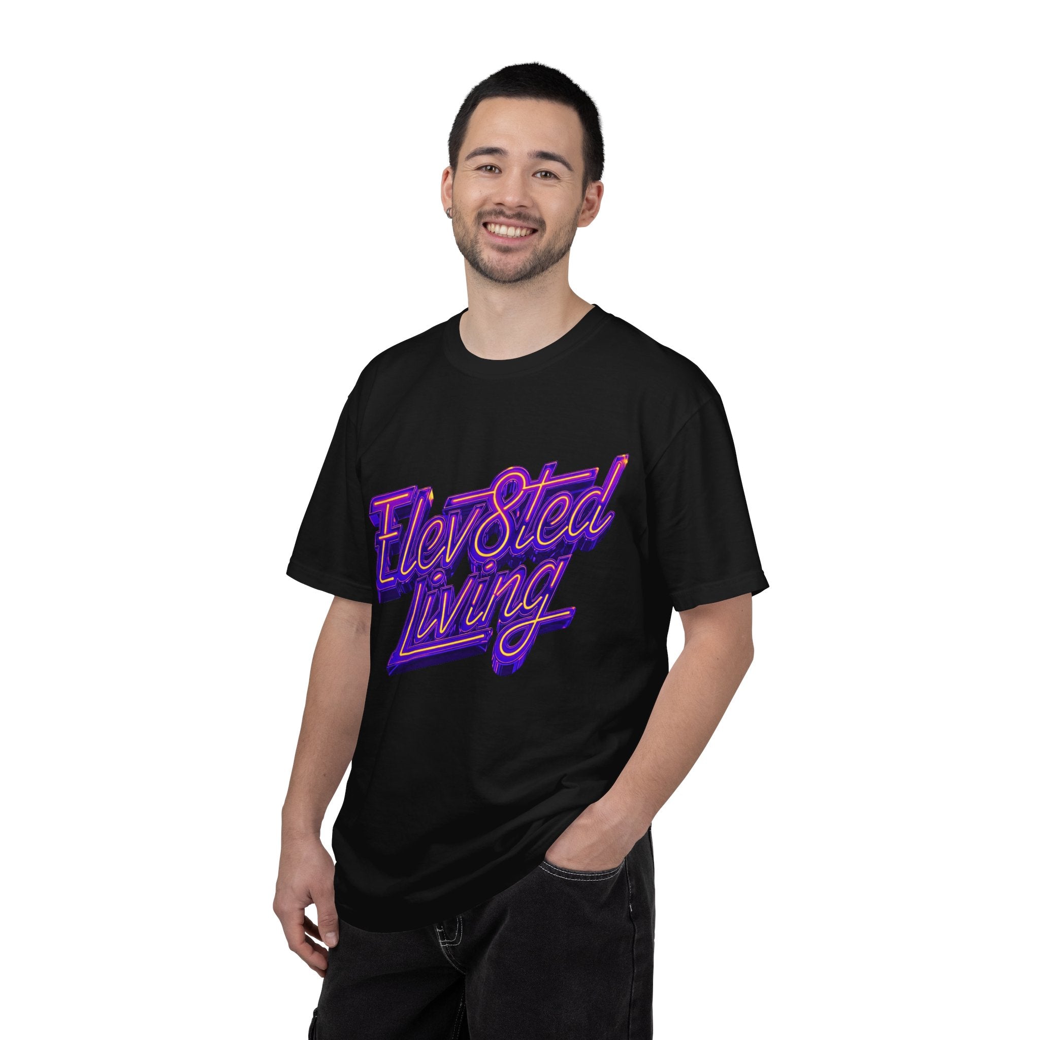 Elev8ted Living Neon Tee — Purple & Yellow Garment-Dyed T-Shirt
