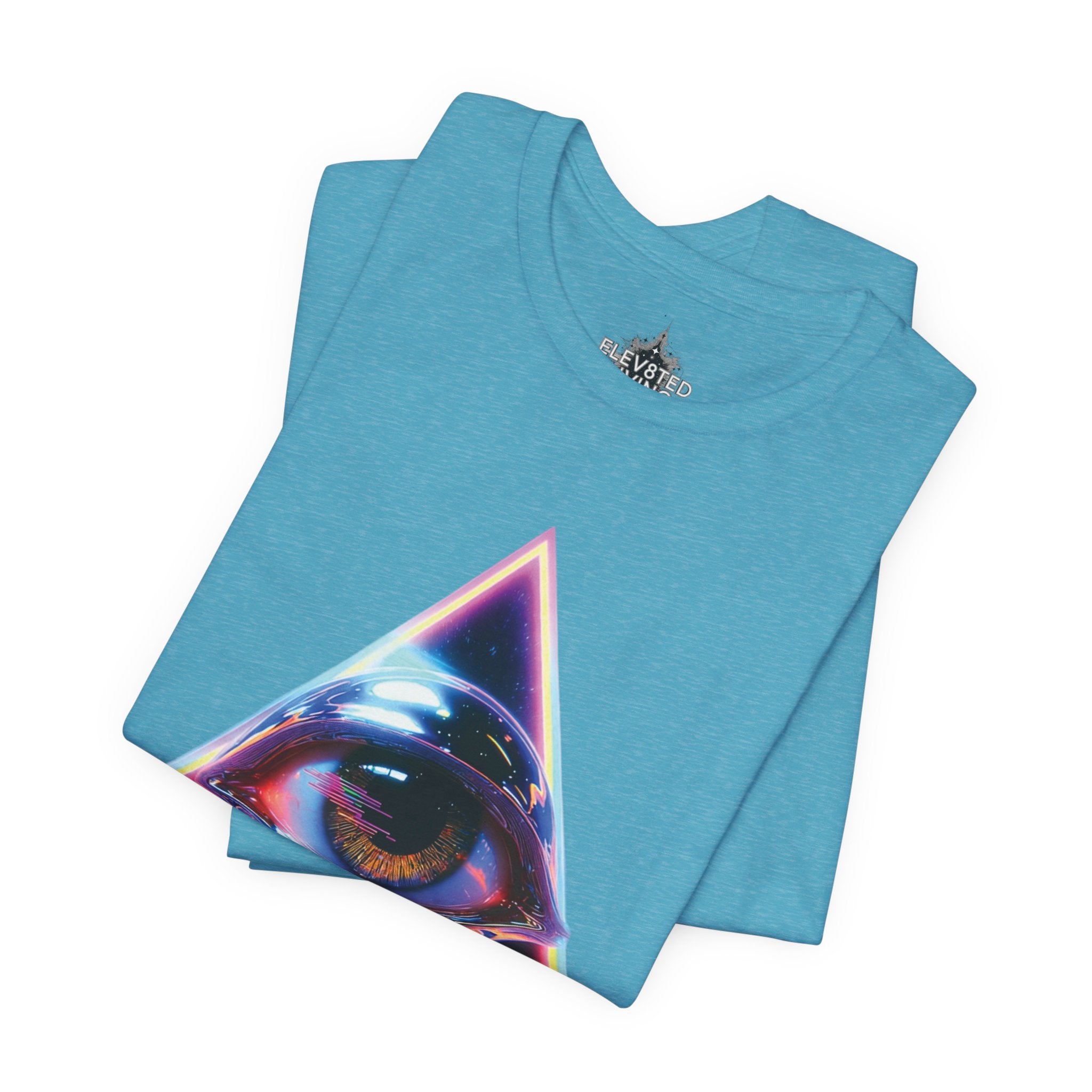 Eye Triangle Graphic Tee — "Elevated Living" Vaporwave T-Shirt