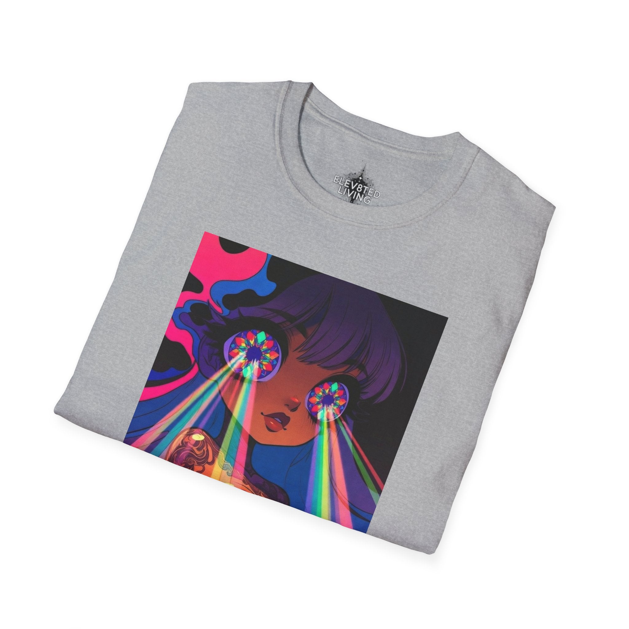 Psychedelic Rainbow Laser Girl T-Shirt