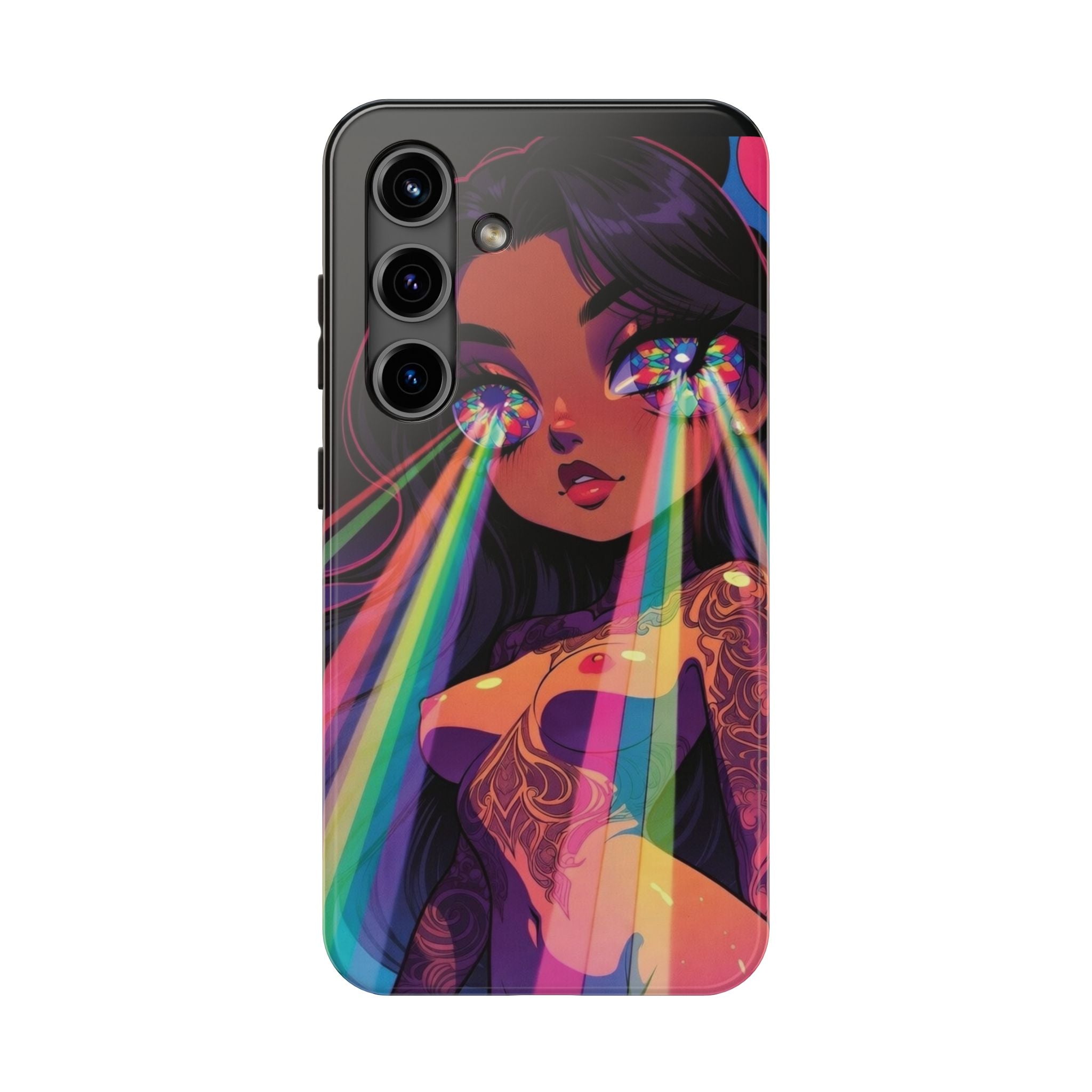 Psychedelic Rainbow Gaze Phone Case | Neon Portrait, Vaporwave Art