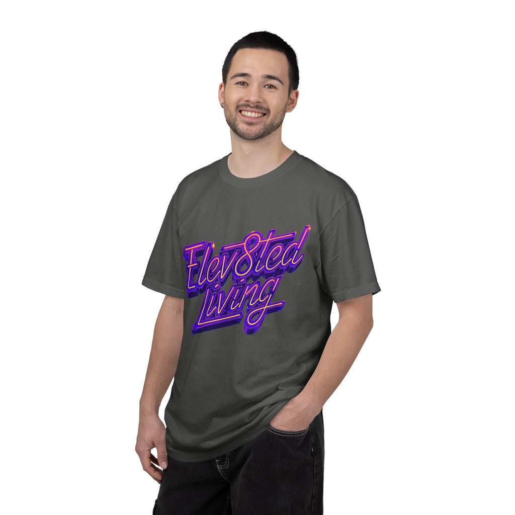 Elev8ted Living Neon Tee — Purple & Yellow Garment-Dyed T-Shirt