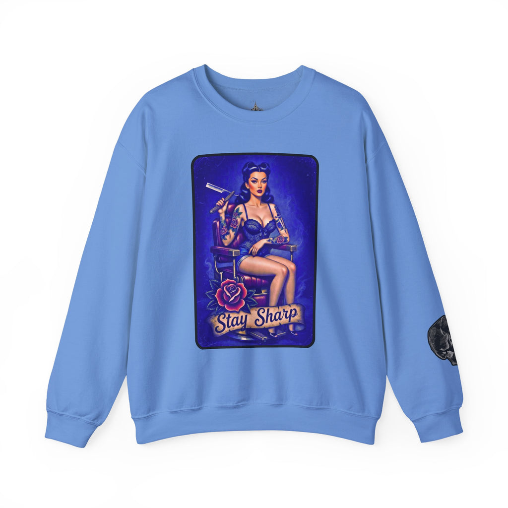 Stay Sharp Pinup Barber Crewneck Sweatshirt