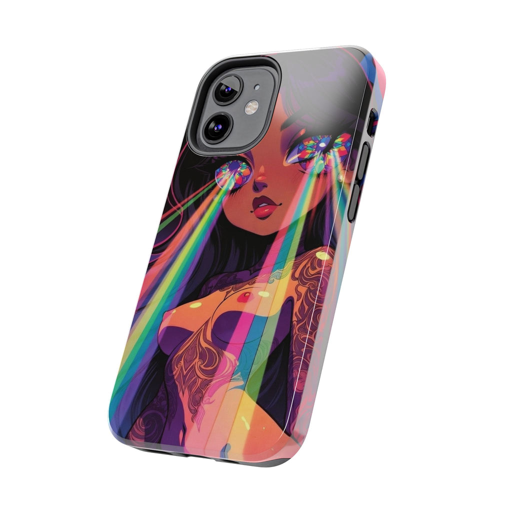 Psychedelic Rainbow Gaze Phone Case | Neon Portrait, Vaporwave Art