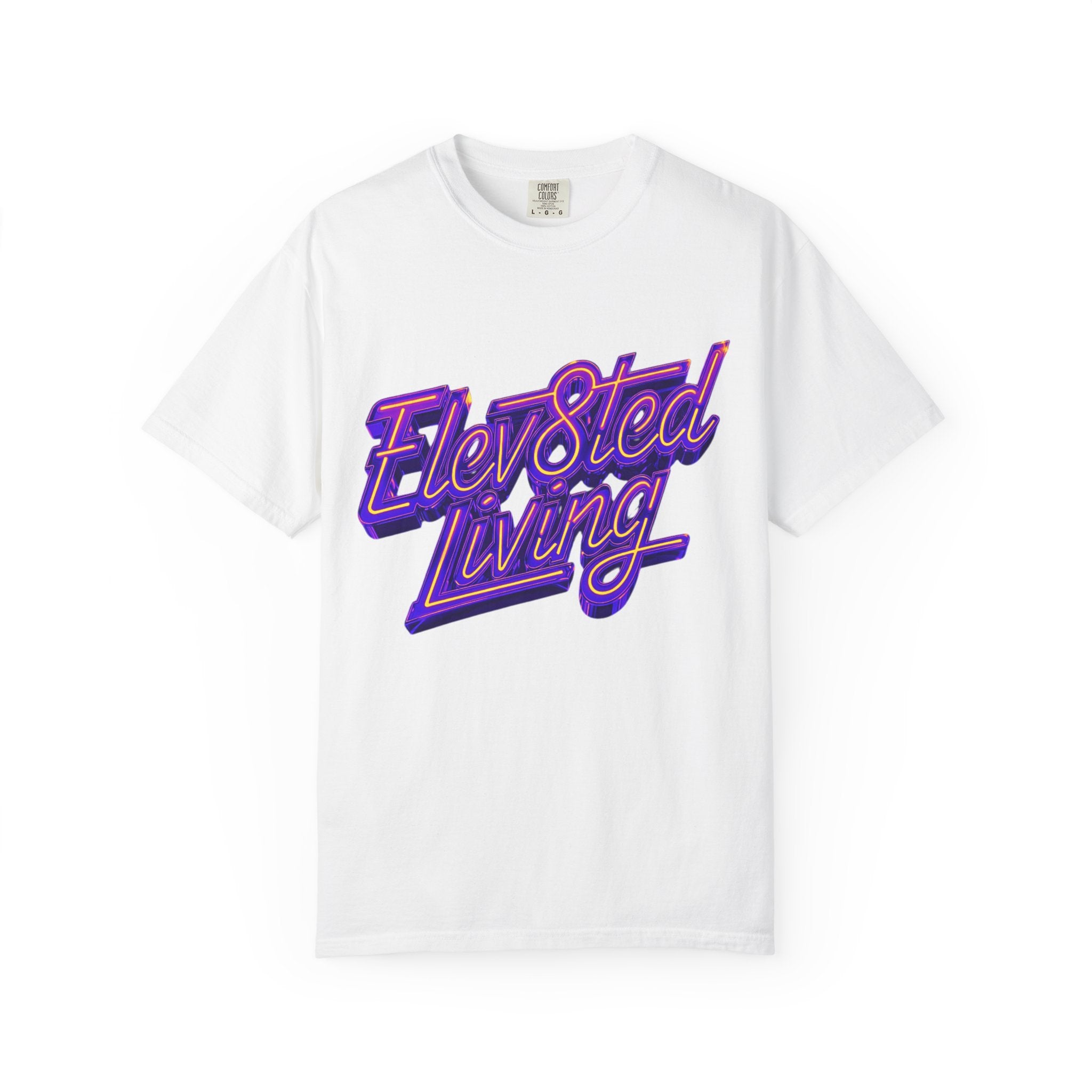 Elev8ted Living Neon Tee — Purple & Yellow Garment-Dyed T-Shirt