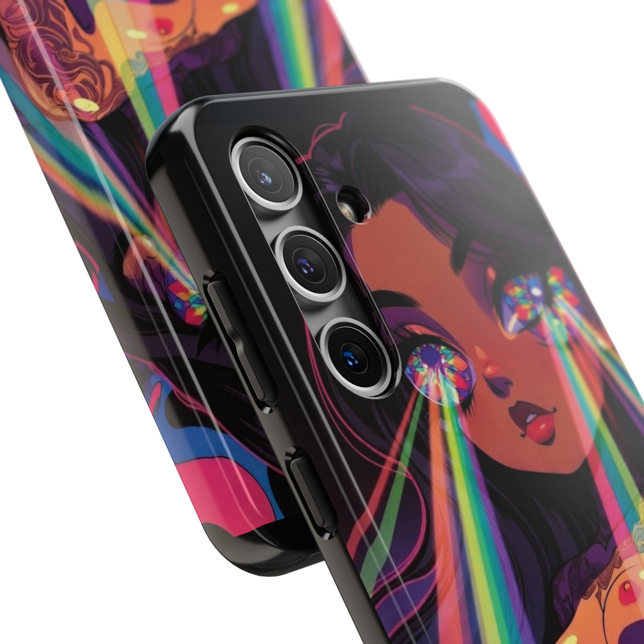 Psychedelic Rainbow Gaze Phone Case | Neon Portrait, Vaporwave Art