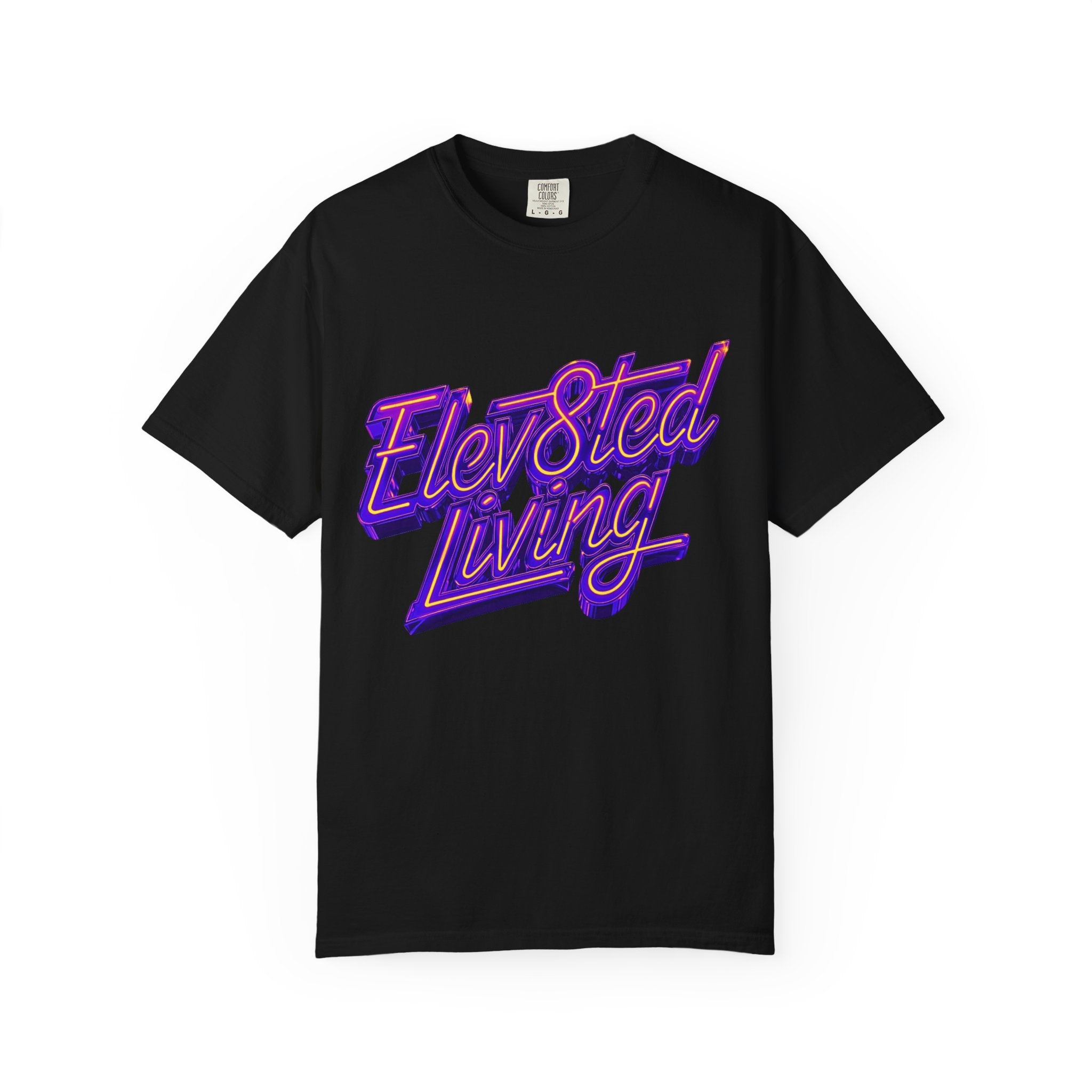 Elev8ted Living Neon Tee — Purple & Yellow Garment-Dyed T-Shirt