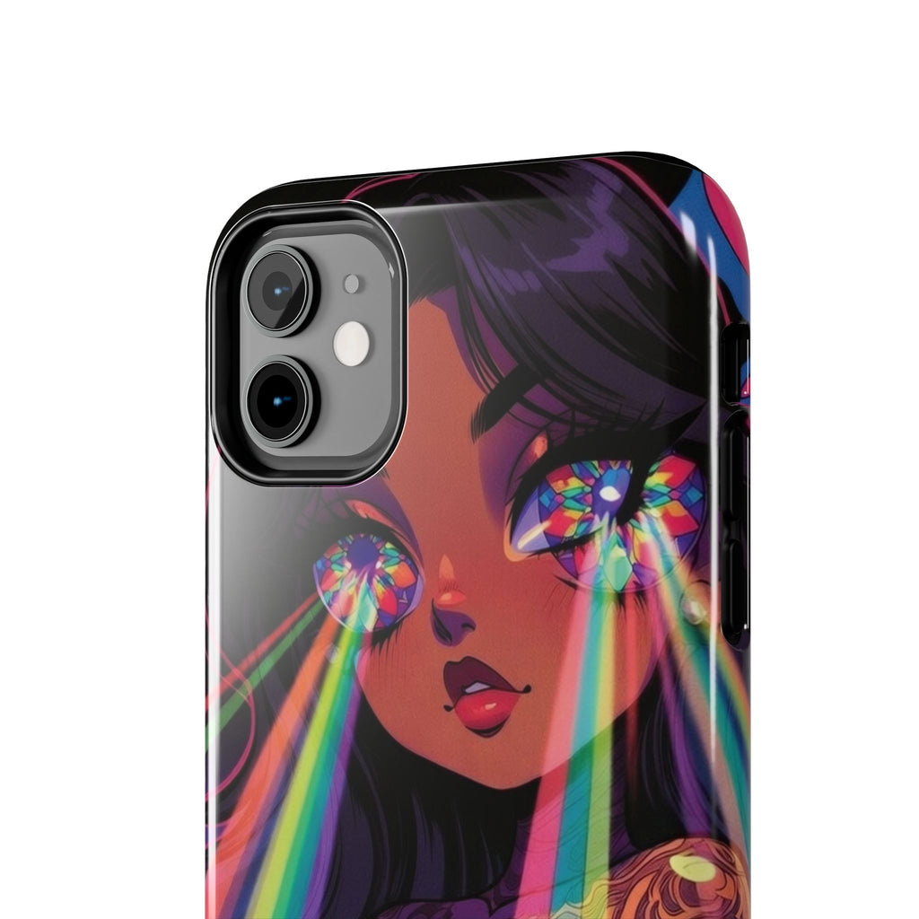 Psychedelic Rainbow Gaze Phone Case | Neon Portrait, Vaporwave Art
